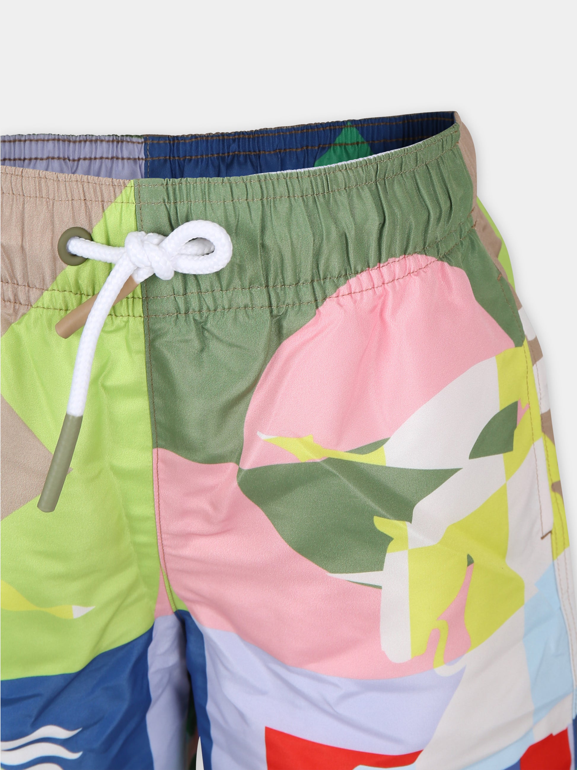 Shorts sportivo multicolor per bambino con cavaliere equestre,Burberry Kids,8078322 A5127