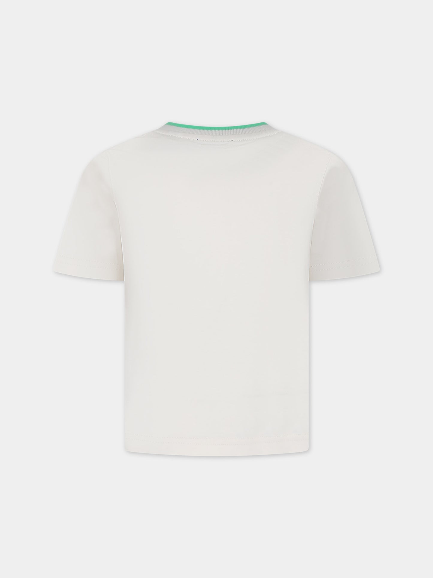 T-shirt beige per bambino con logo e cavaliere equestre,Burberry Kids,8079784 A4802