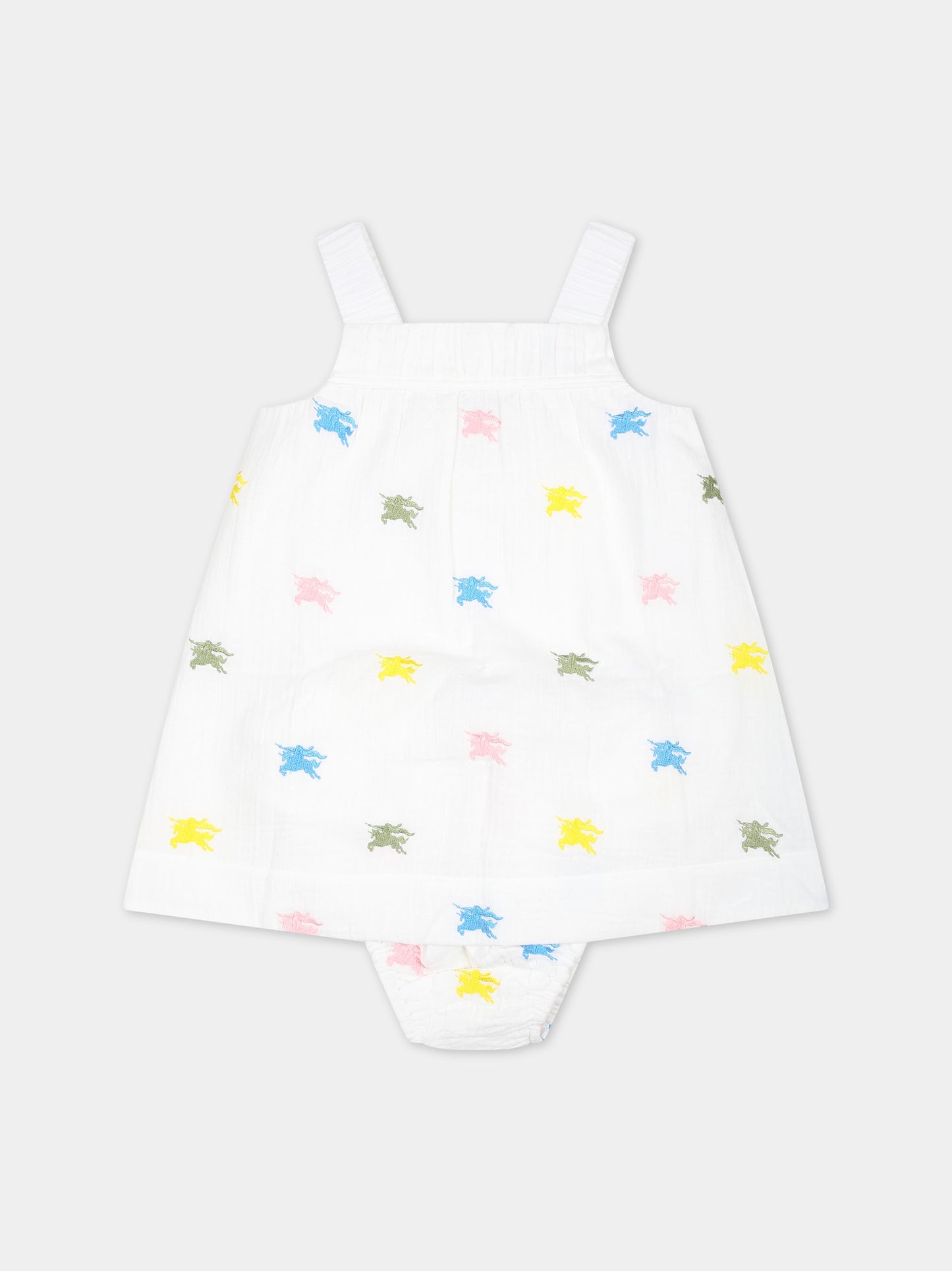 Vestito bianco per neonata con ricami,Burberry Kids,8078133 A5127