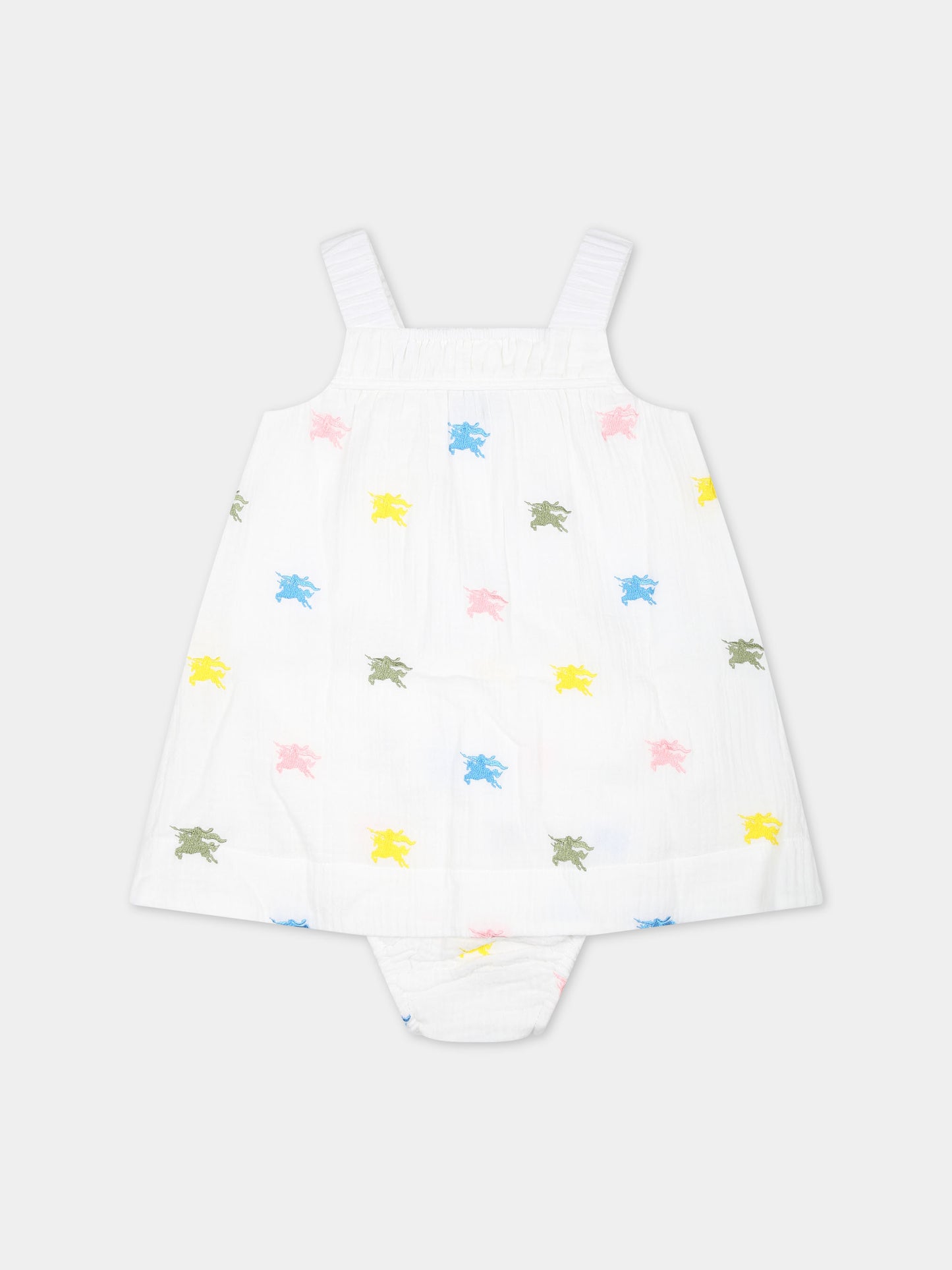 Vestito bianco per neonata con ricami,Burberry Kids,8078133 A5127
