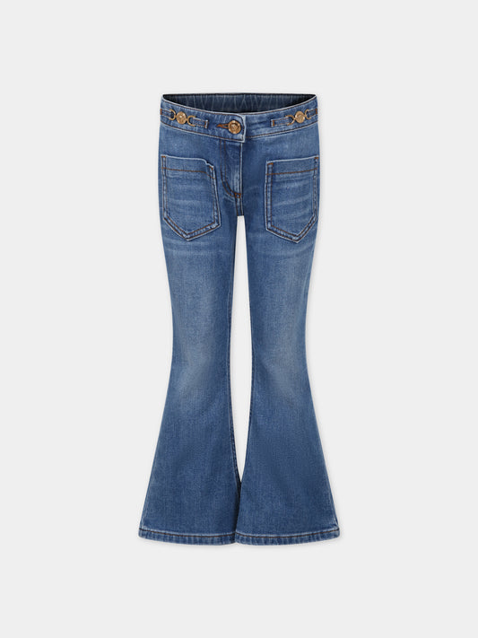 Jeans per bambina con inserti dorati,Versace,1013772 1A09660 1D030