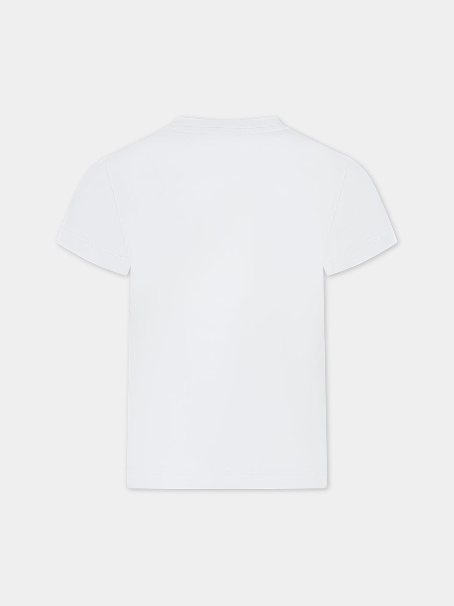 T-shirt bianca per bambina con stampa logo,Versace,1000052 1A09689 2W070