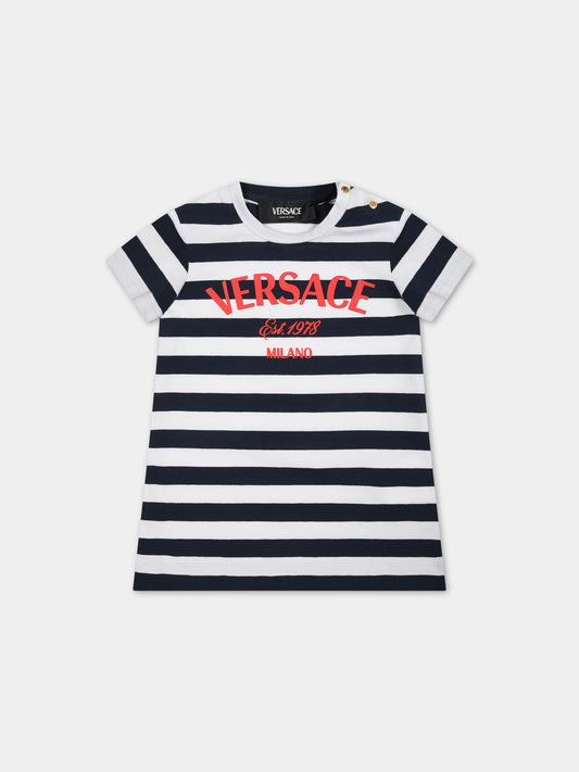 Vestito multicolor per neonata con logo,Versace,1014010 1A09954 6UA30