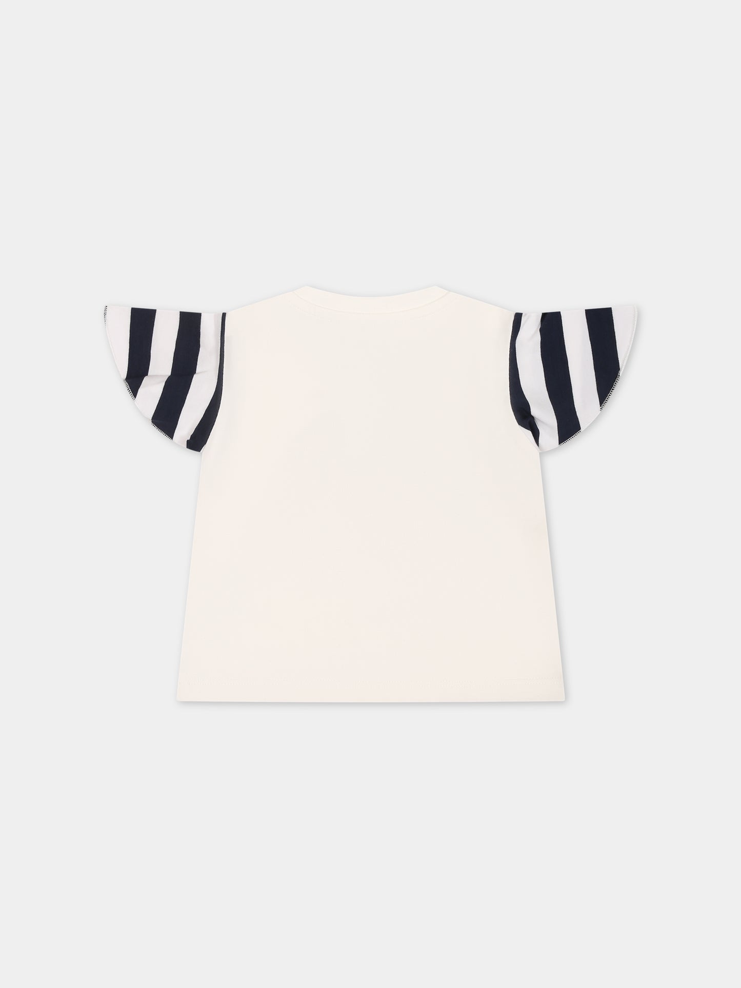 T-shirt bianca per neonata con stampa ancora,Versace,1014029 1A09973 6WC00