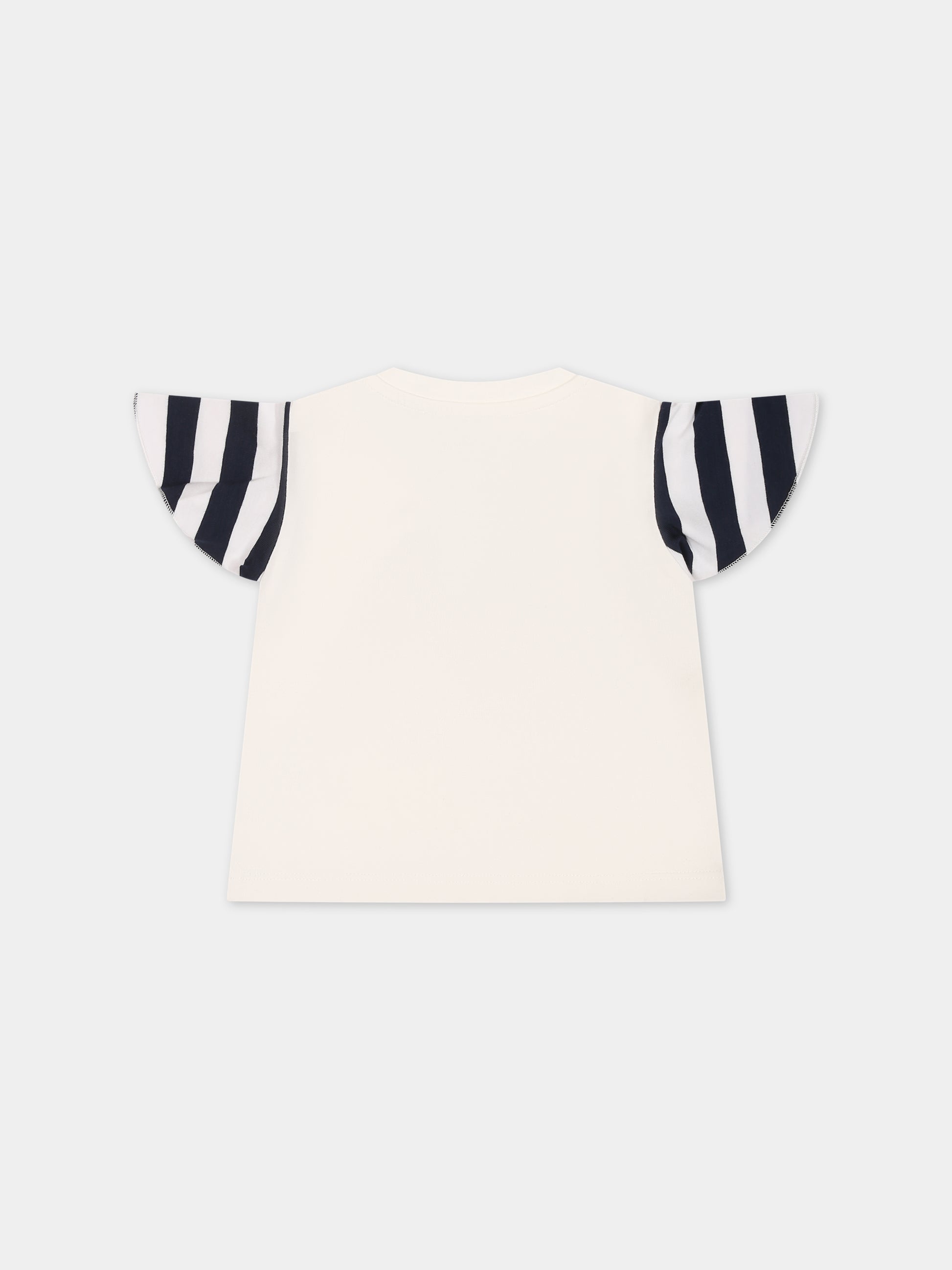 T-shirt bianca per neonata con stampa ancora,Versace,1014029 1A09973 6WC00