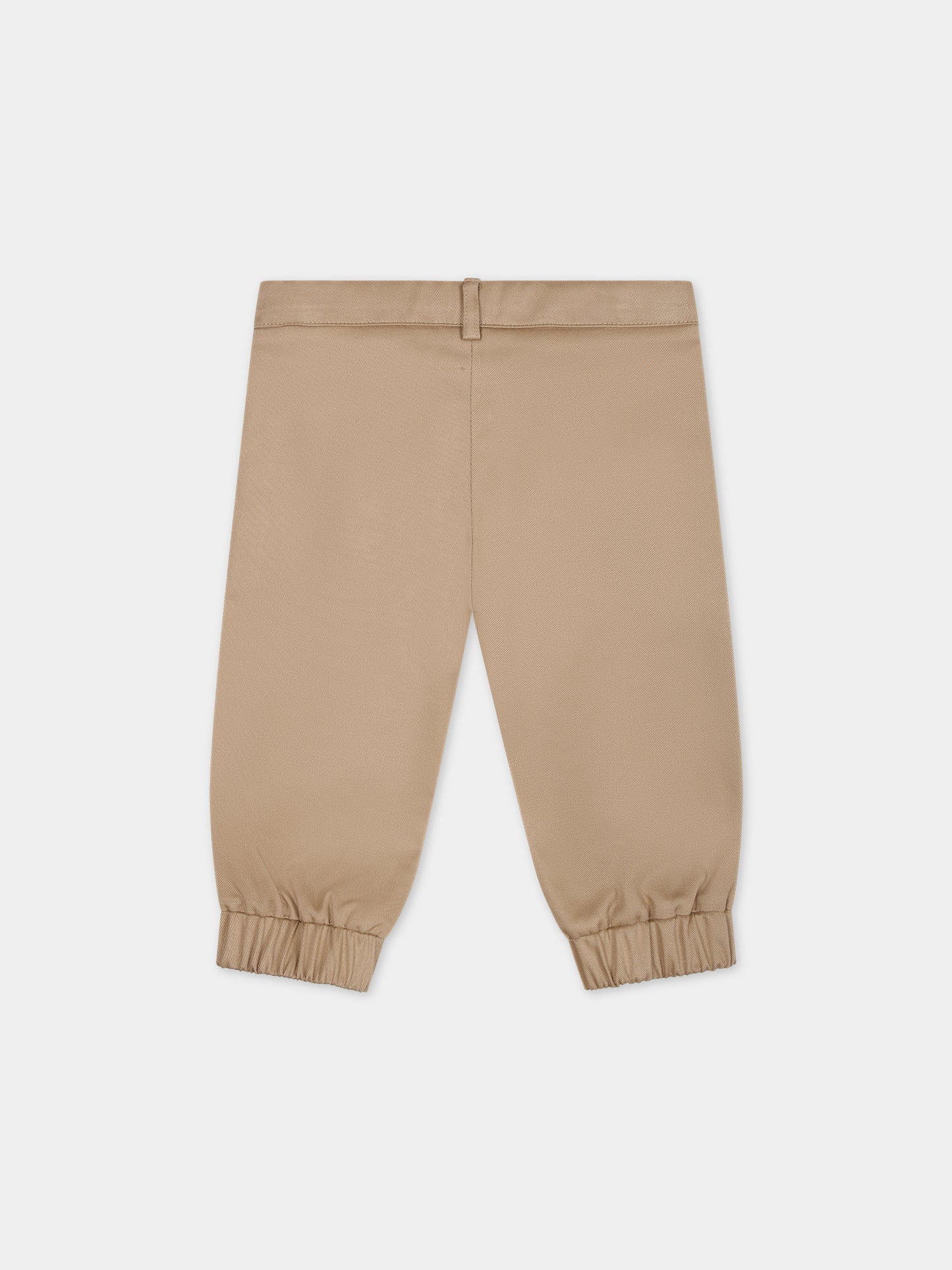 Pantaloni beige per neonato con logo,Versace,1012733 1A09209 1K020