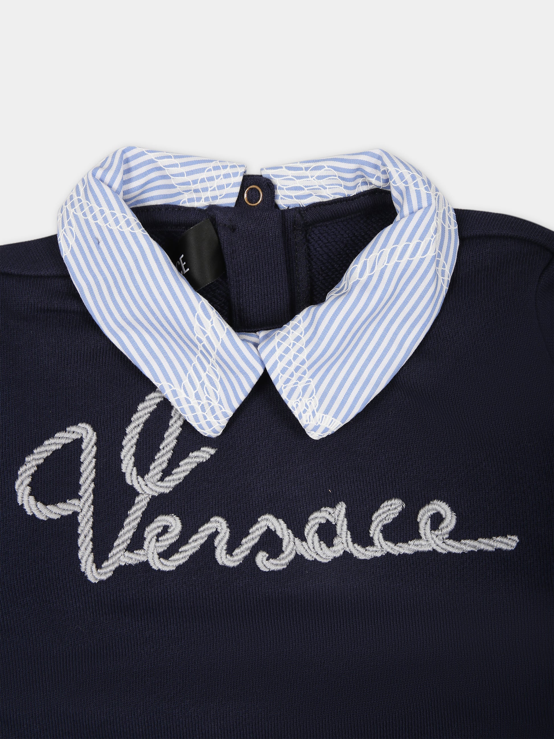 Felpa blu per neonato con logo,Versace,1013993 1A09936 2UQ70