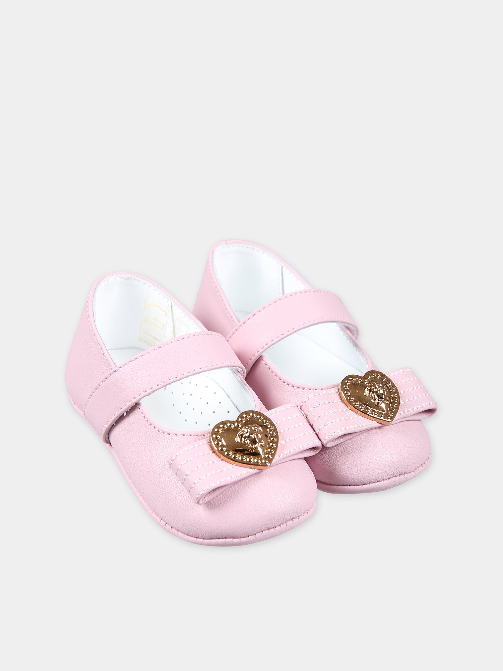 Ballerine rosa per neonata con cuore e Medusa,Versace,1014195 1A00201 1PR2V