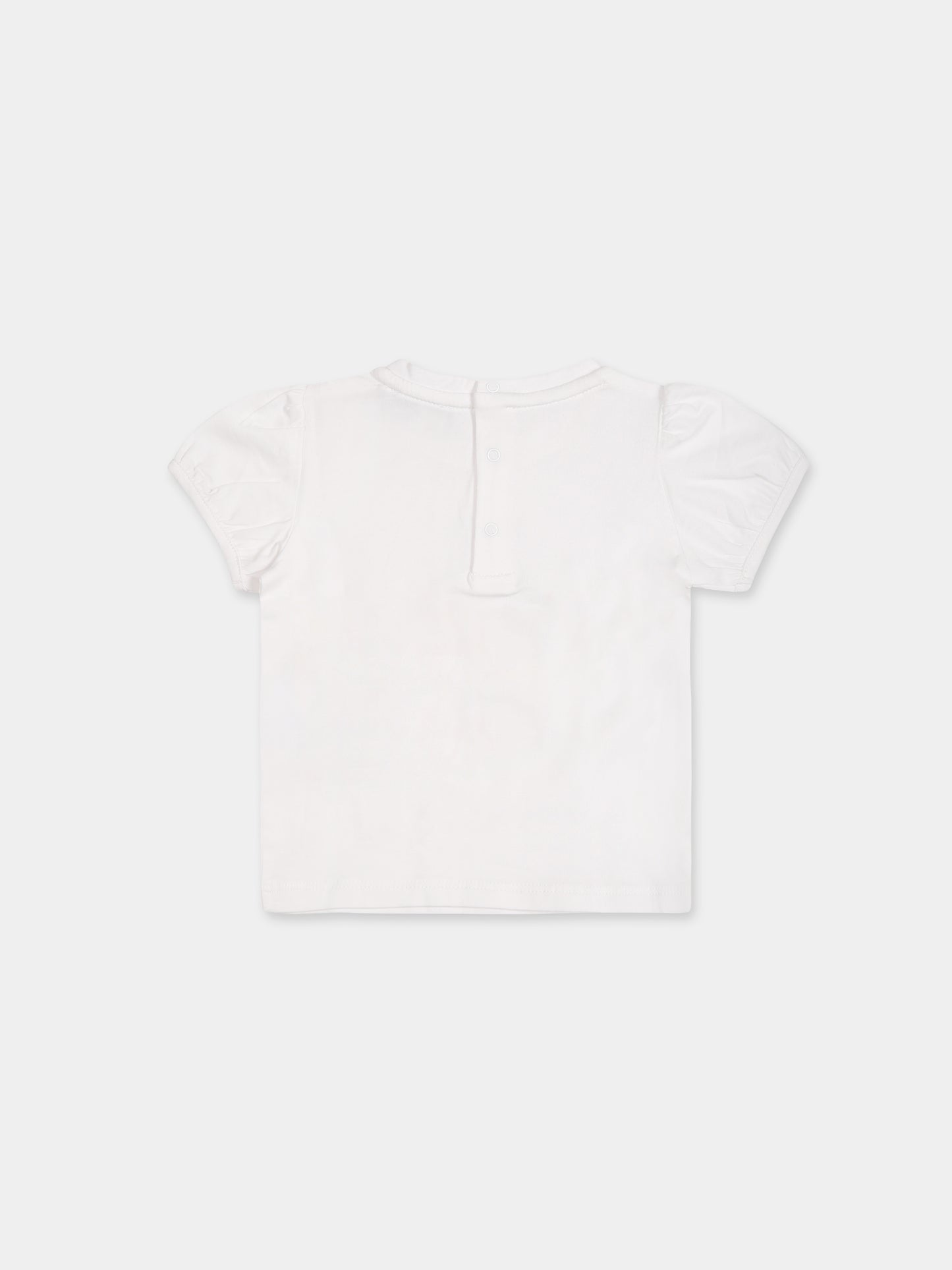 T-shirt bianca per neonata con Teddy Bear e logo,Moschino Kids,MHM02B LBA34 10101