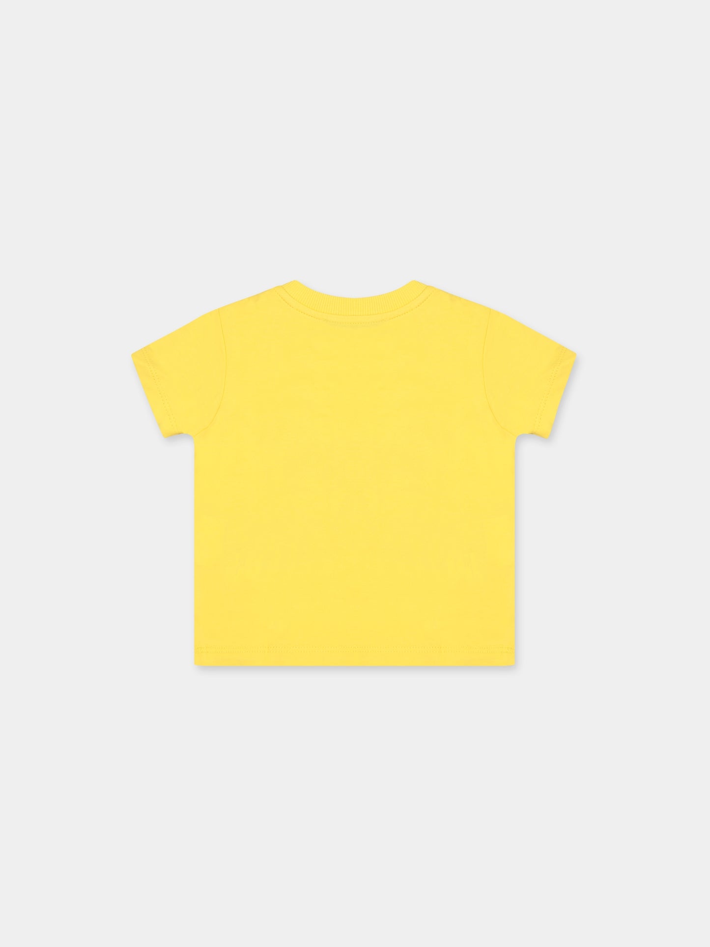 T-shirt gialla per neonati con Teddy Bear e stampa,Moschino Kids,MMM031 LBA08 50162