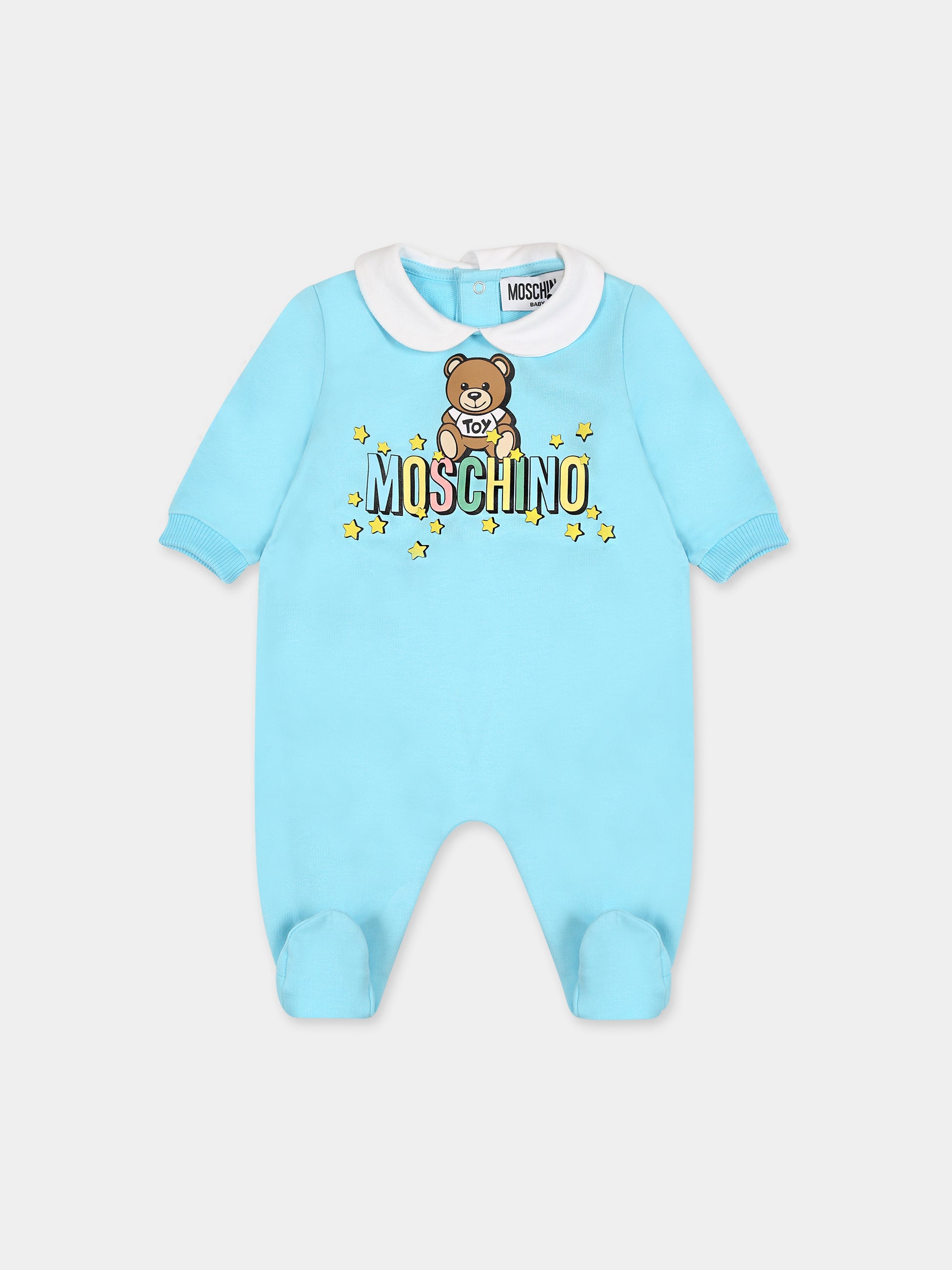 Tutina celeste per neonato con Teddy Bear,Moschino Kids,MSY037 LCA51 41020