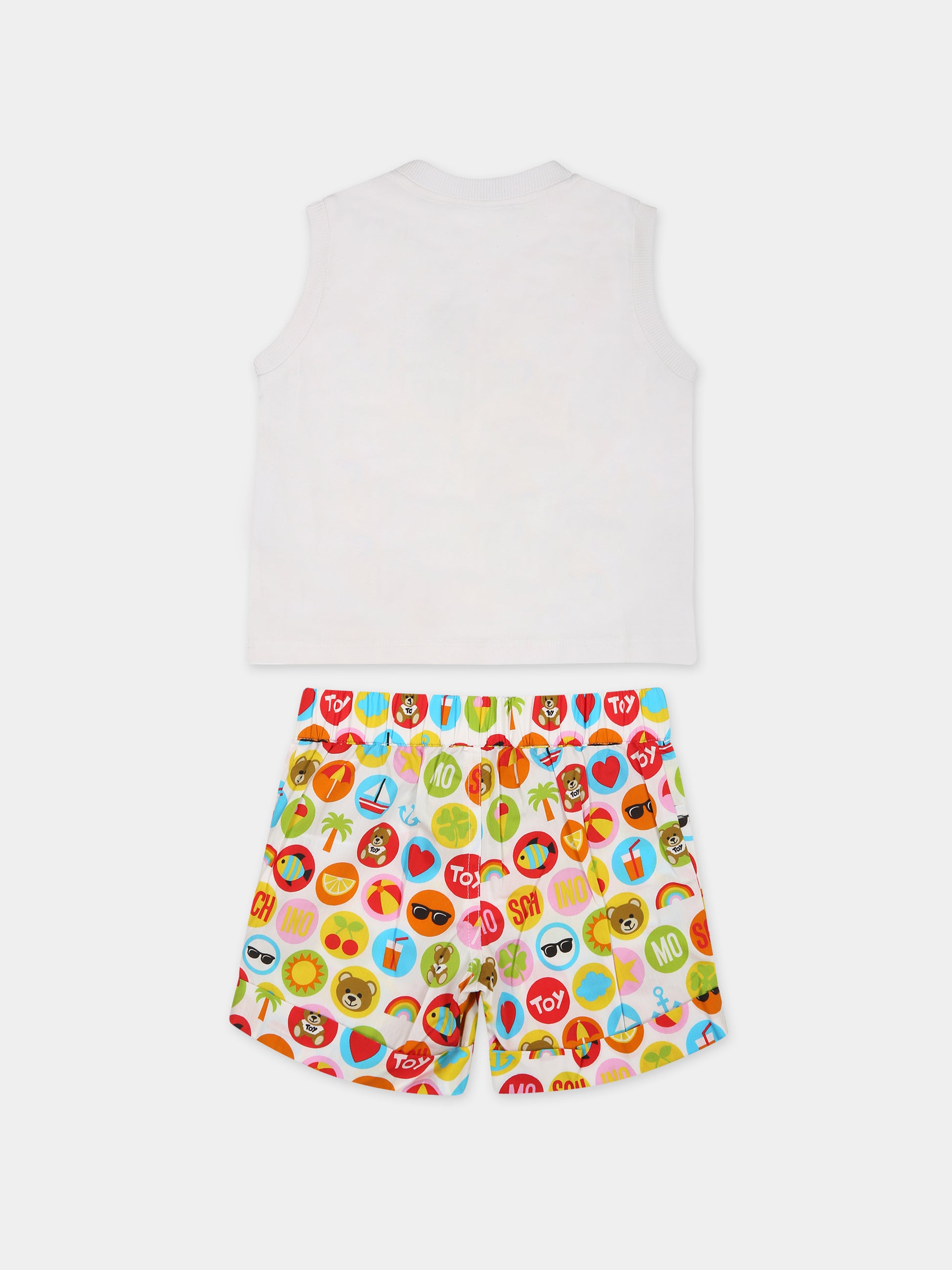 Completo bianco per neonato con Teddy Bear e logo,Moschino Kids,MUG00X LLB26 86802