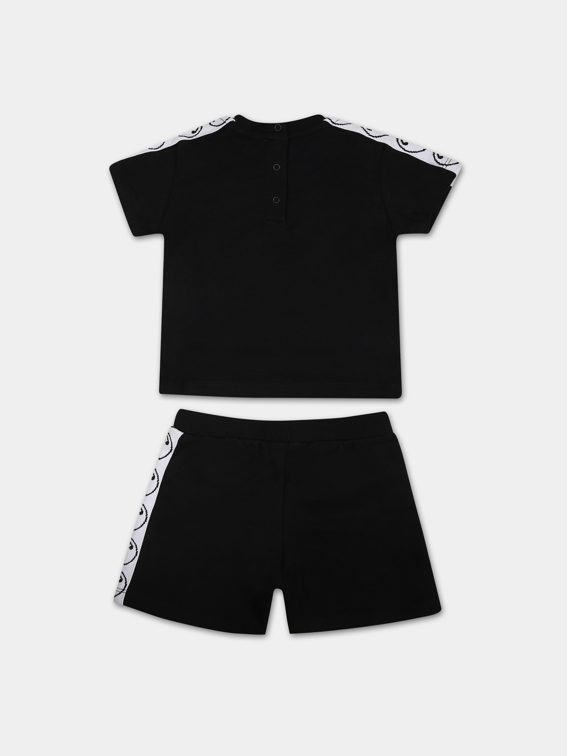 Completo nero per neonato con logo,Moschino Kids,MUG00Y LBA10 60100