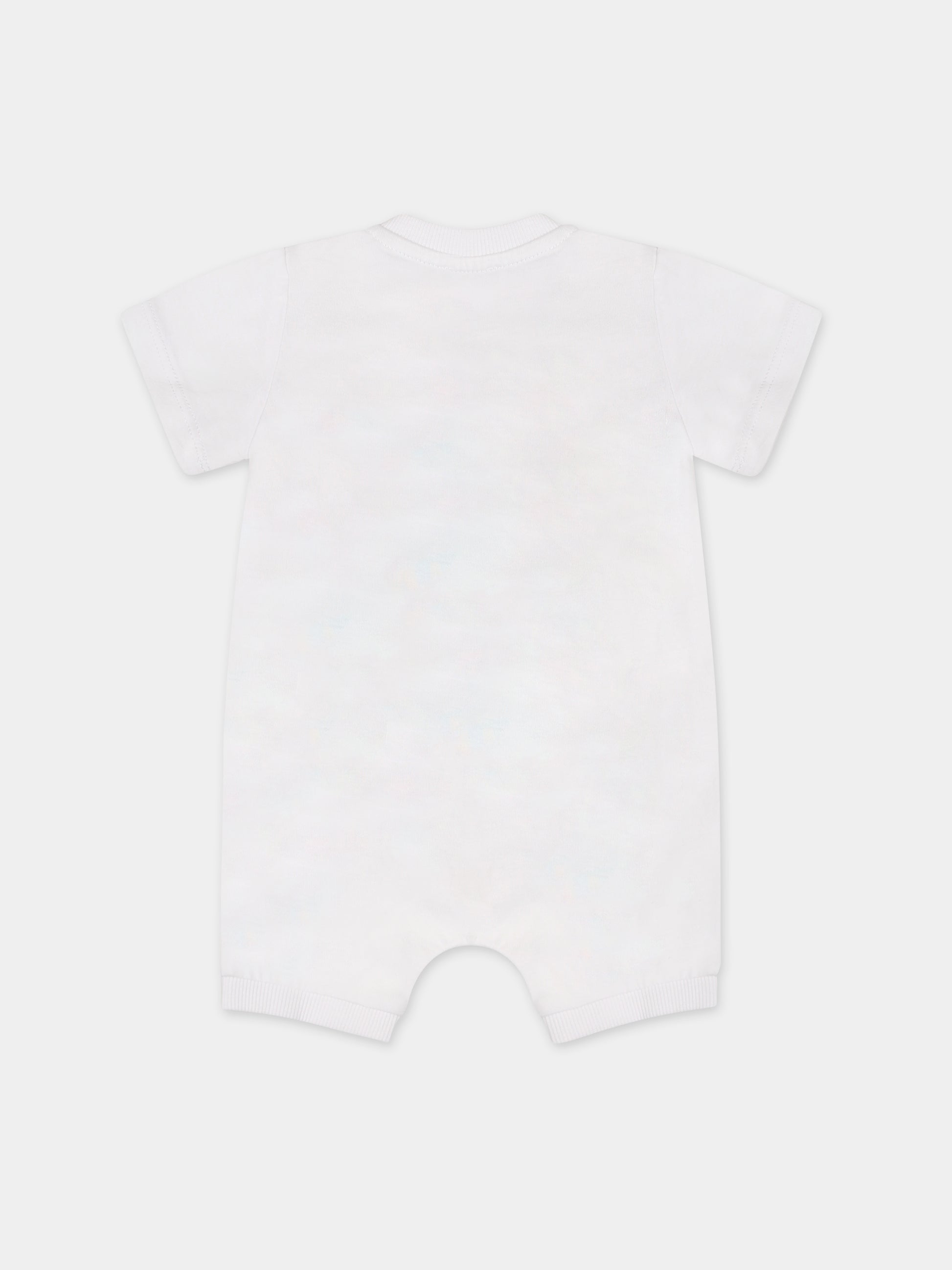 Pagliaccetto bianco per neonati con logo e stampa,Moschino Kids,MUT035 LAA24 10101