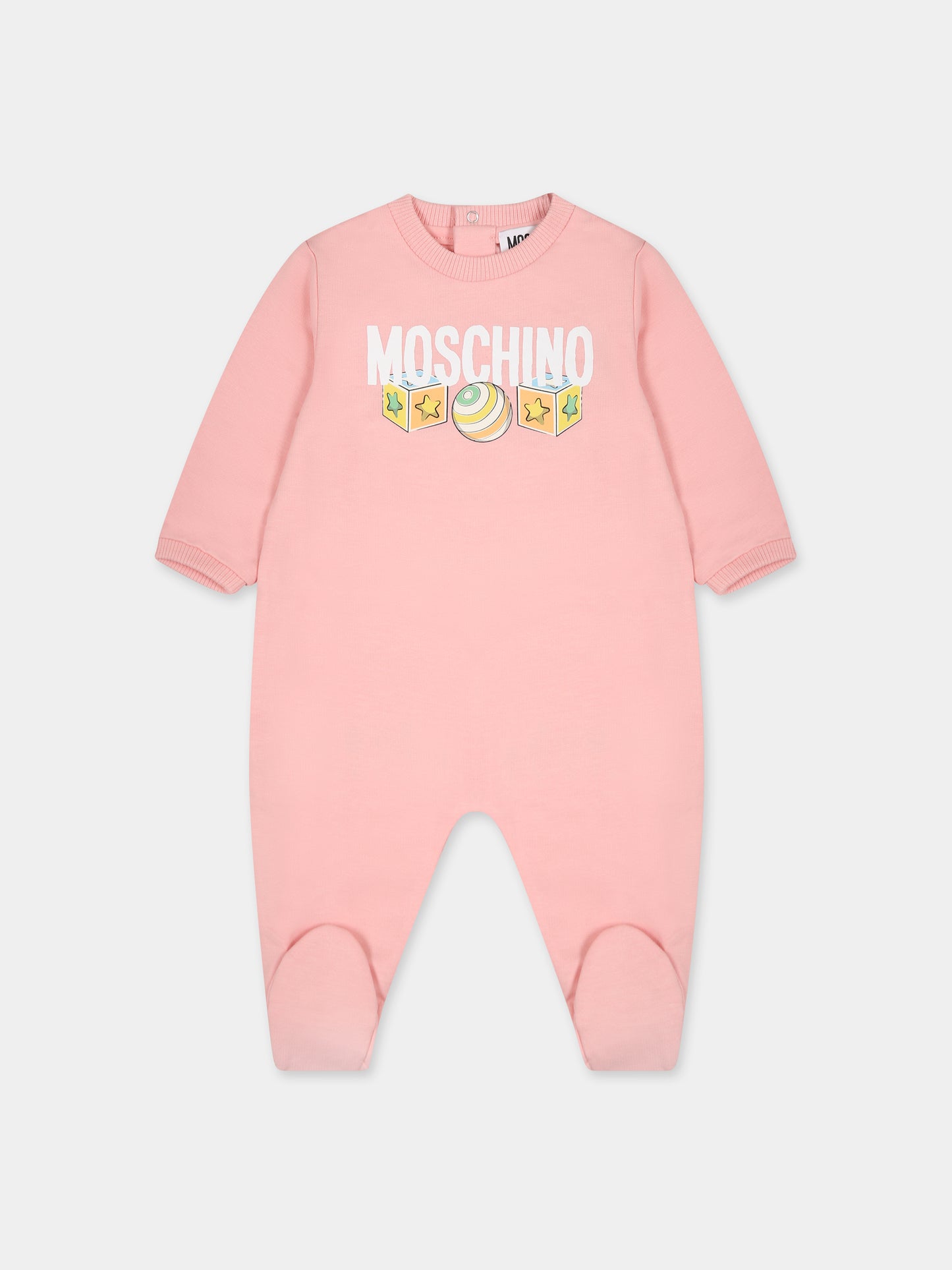 Tutina rosa per neonata con logo,Moschino Kids,MUT03C LCA19 50209