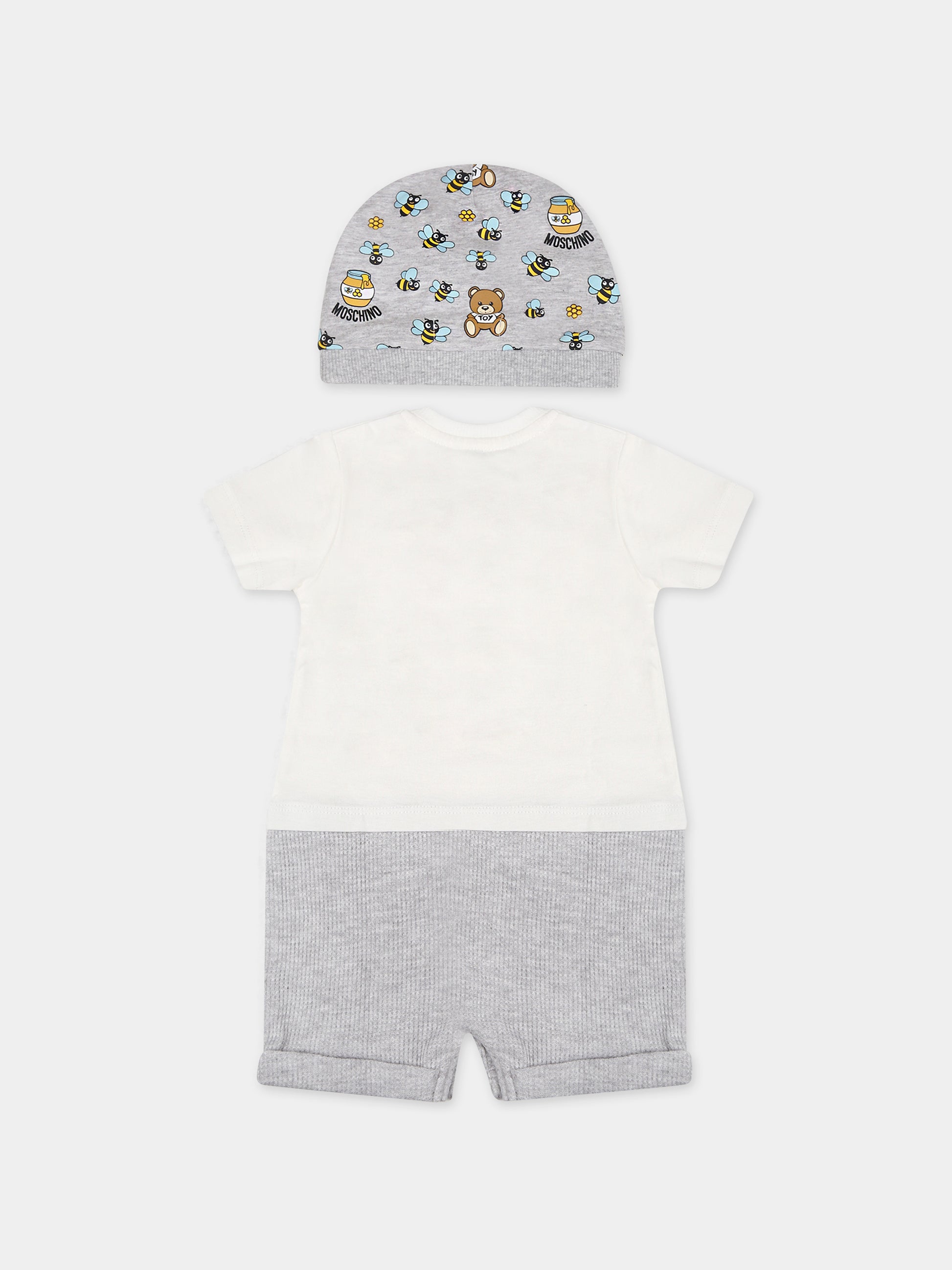 Set bianco per neonati con Teddy Bear e logo,Moschino Kids,MUY04Z LAA03 10063