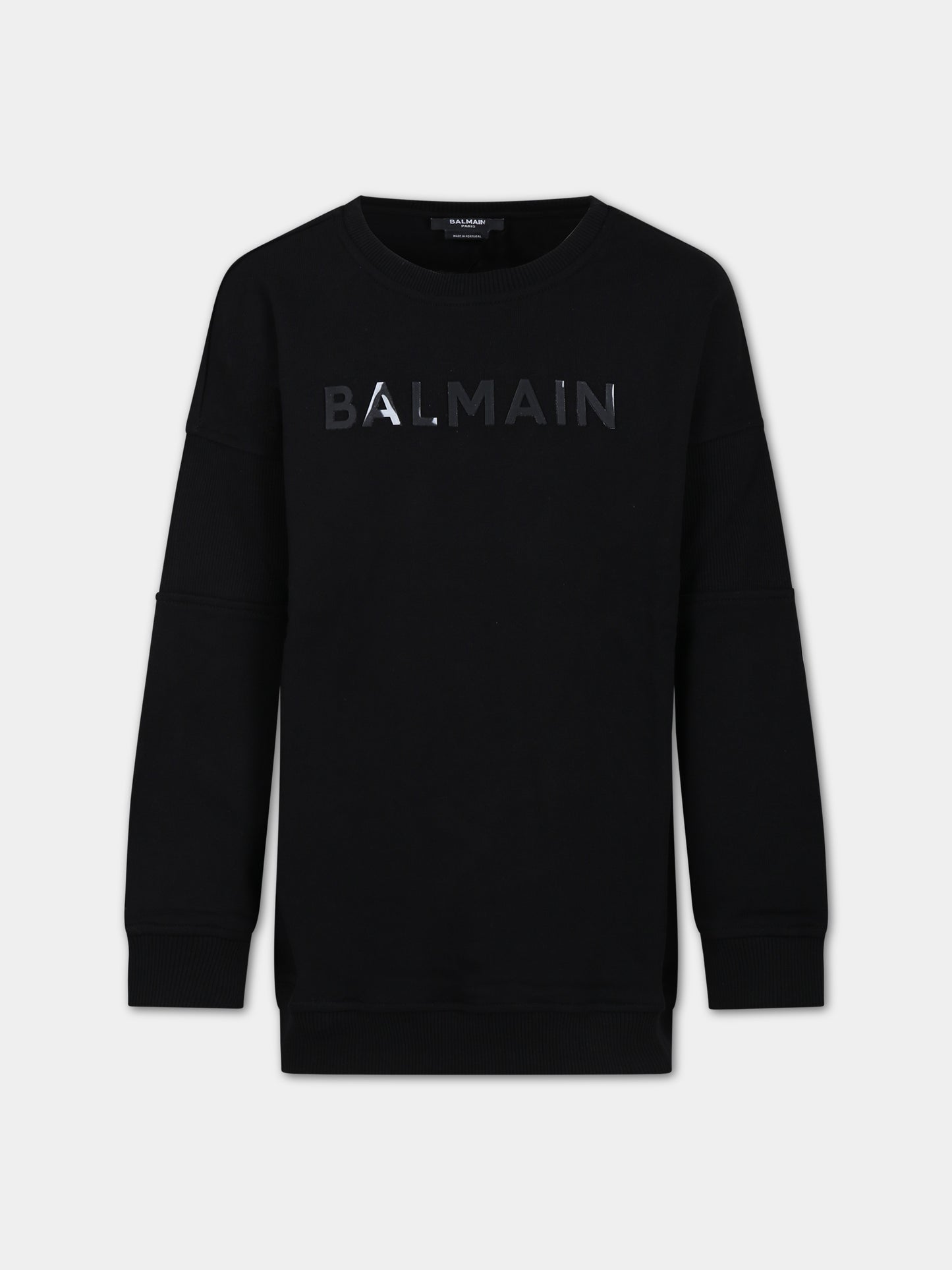 Vestito nero per bambina con logo,Balmain Kids,BS4Q20 Z0081 930NE