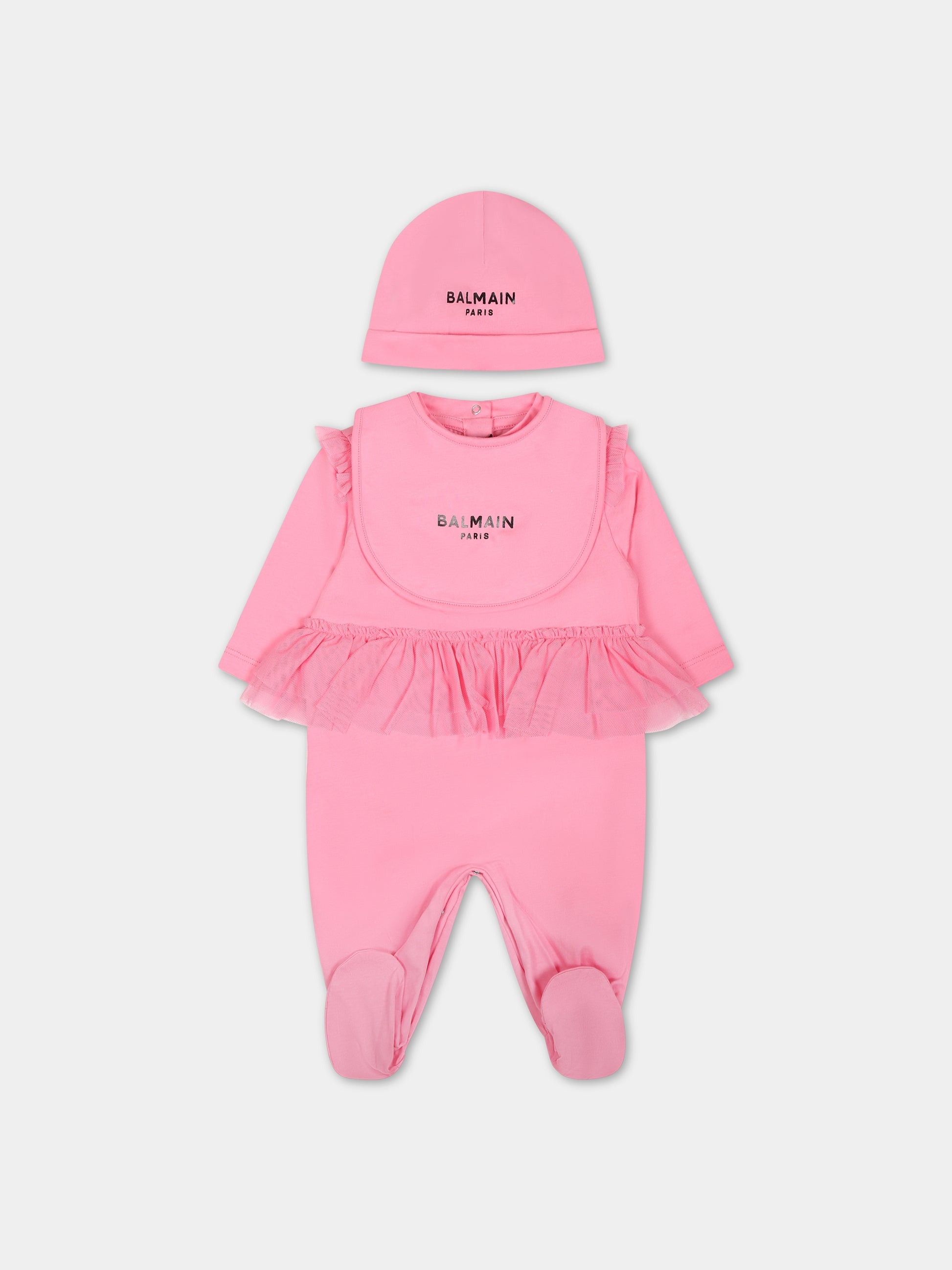 Set rosa per neonata con logo,Balmain Kids,BSB010 Z0082 550