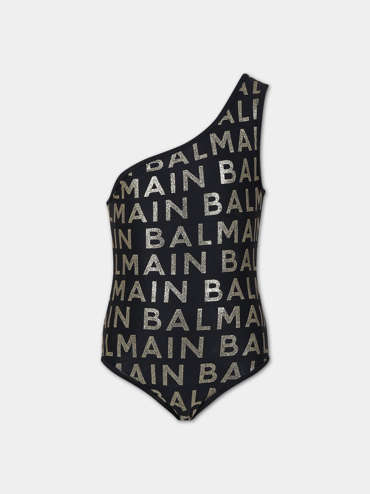 Costume nero per bambina con logo,Balmain Kids,BSCA49 Z0559 930OR