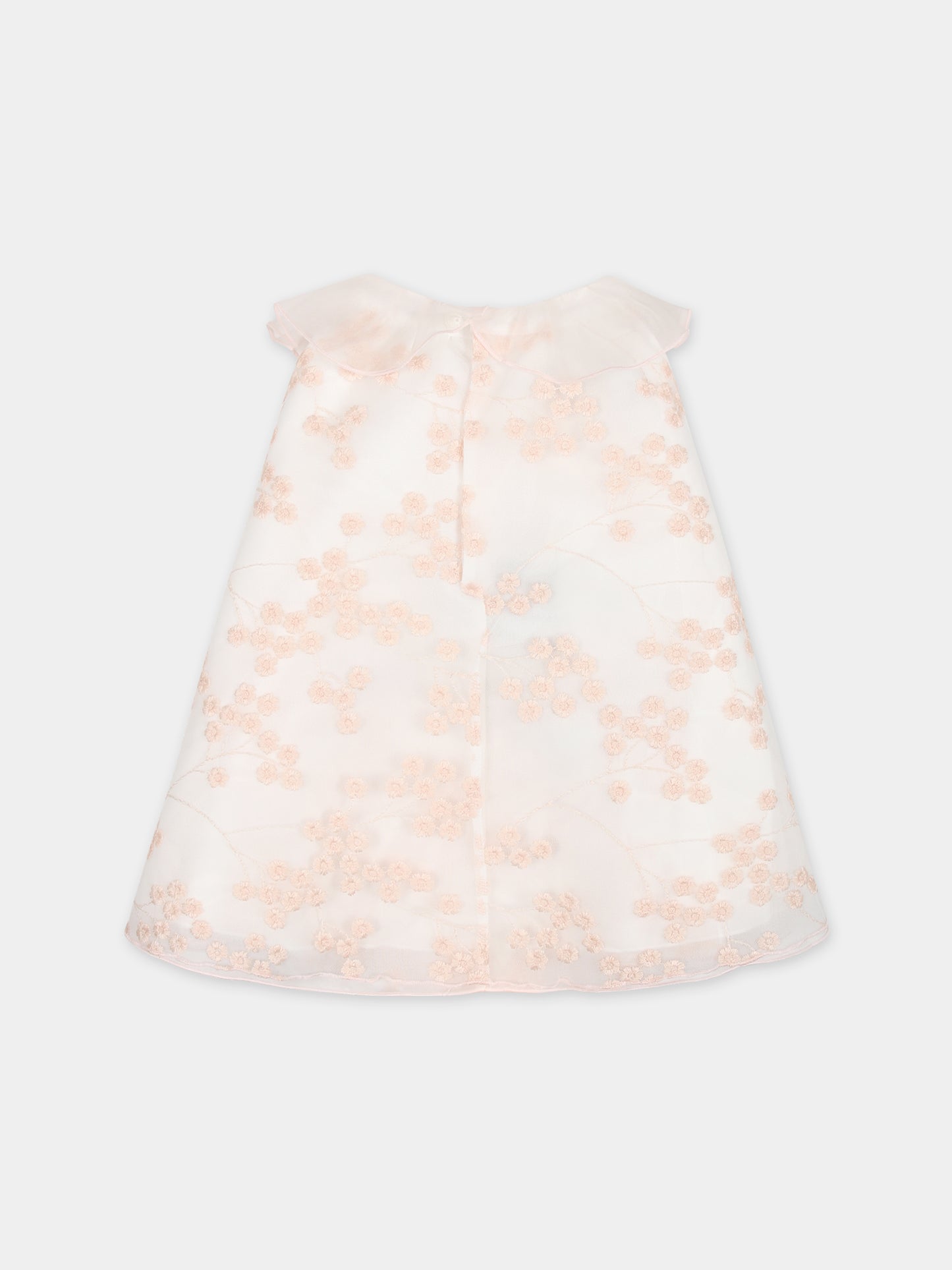 Vestito rosa per neonata con fiori ricamati,La Stupenderia,CBAB56X63