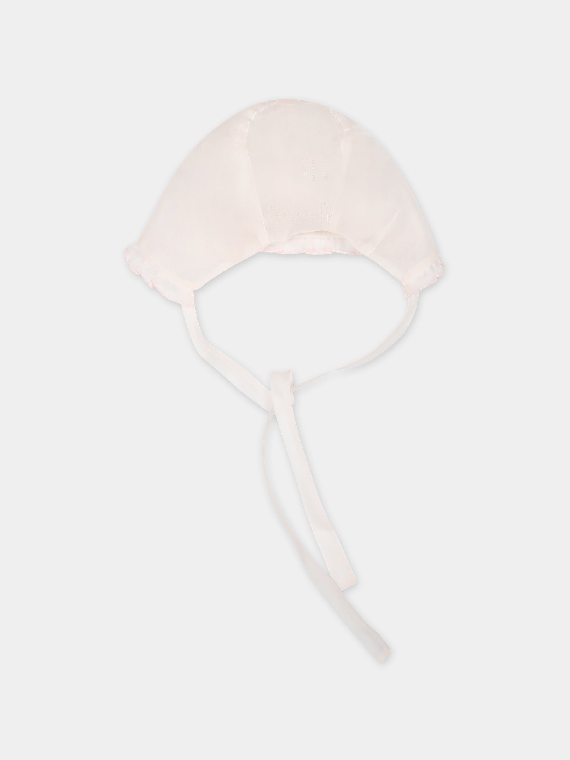 Cuffia rosa per neonata con rouche,La Stupenderia,CBCP56O23