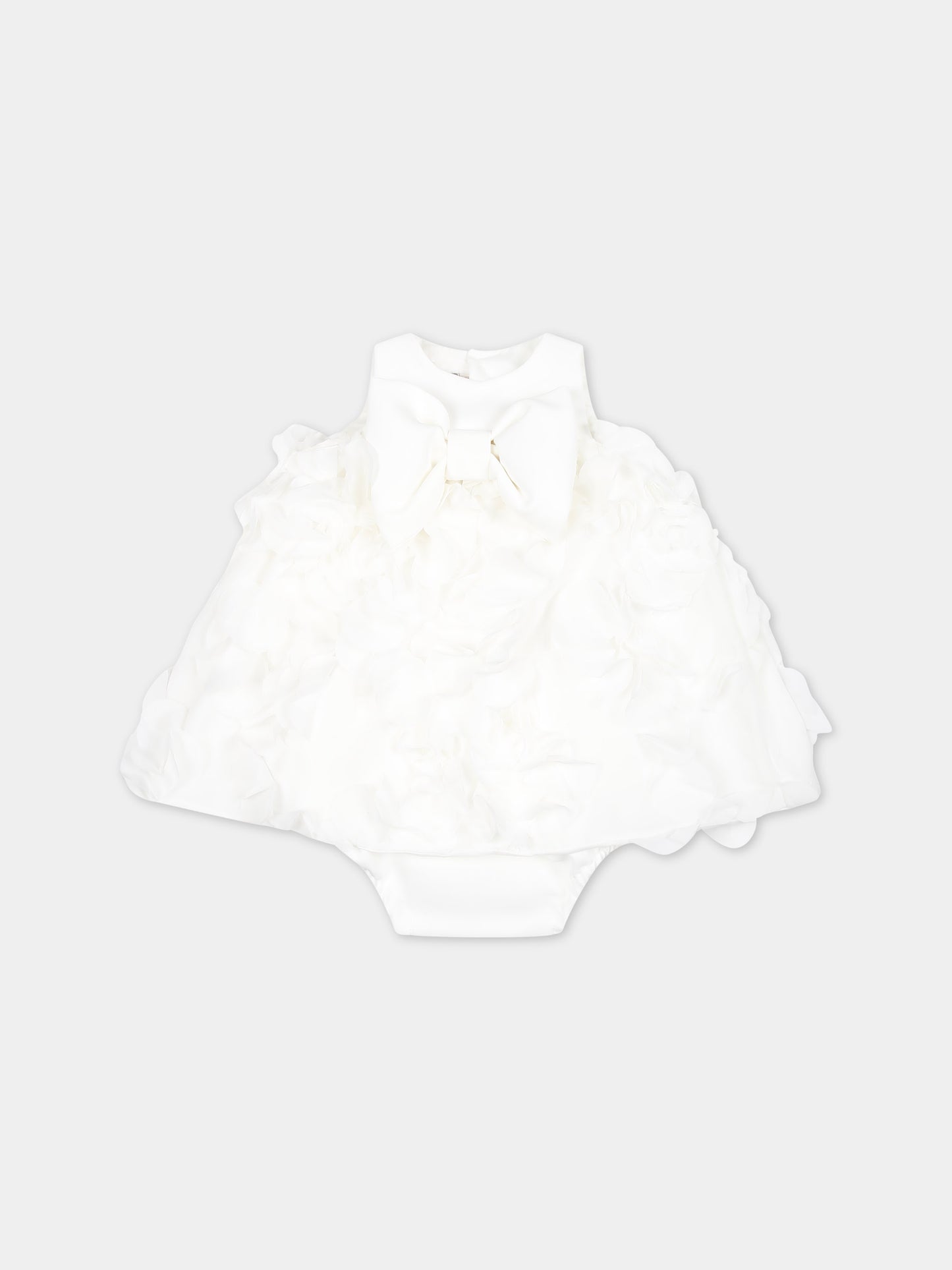 Vestito bianco per neonata con fiocco,La Stupenderia,CBAB54X23