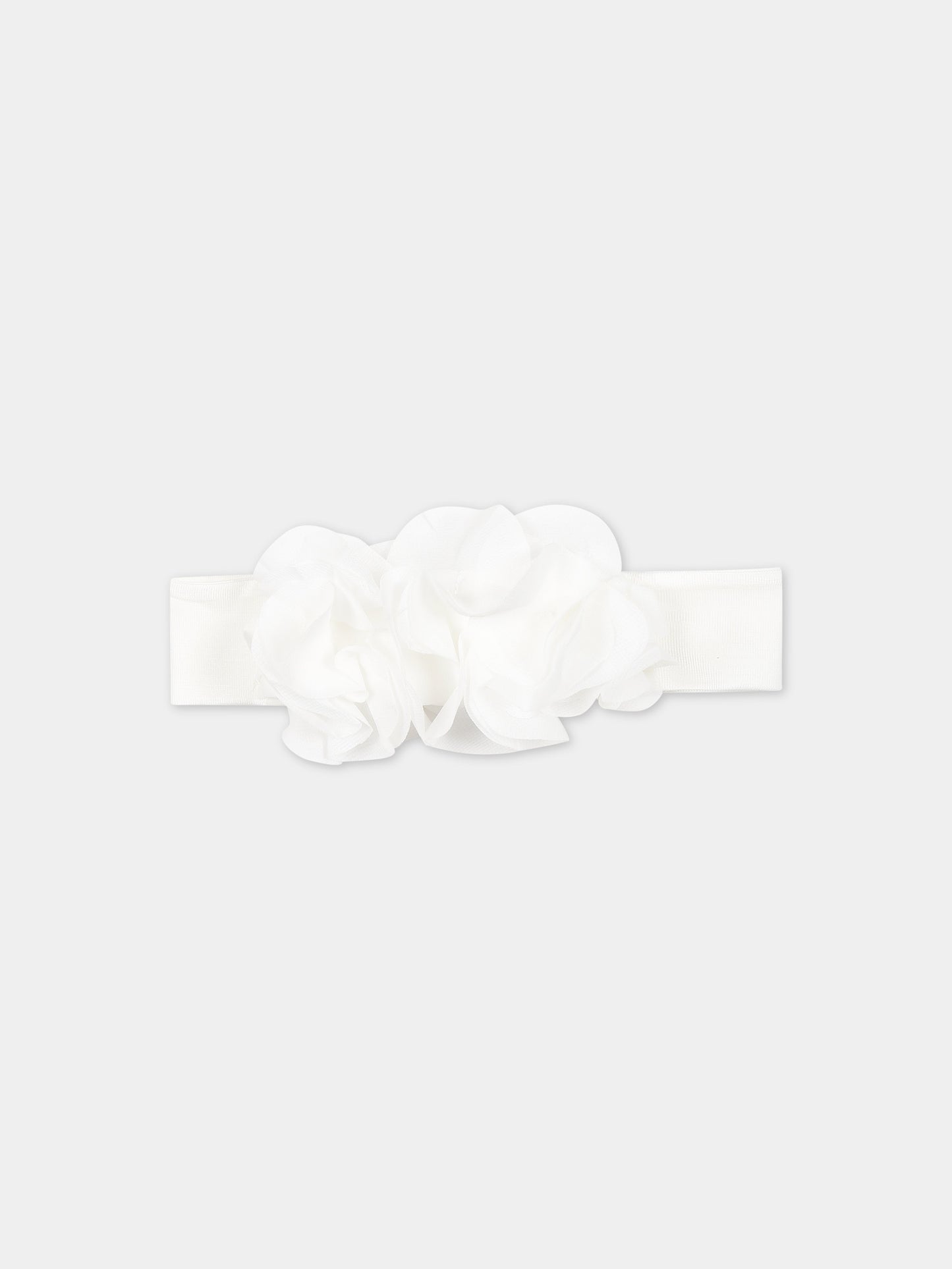 Fascia bianca per neonata con petali,La Stupenderia,ABFA54X23