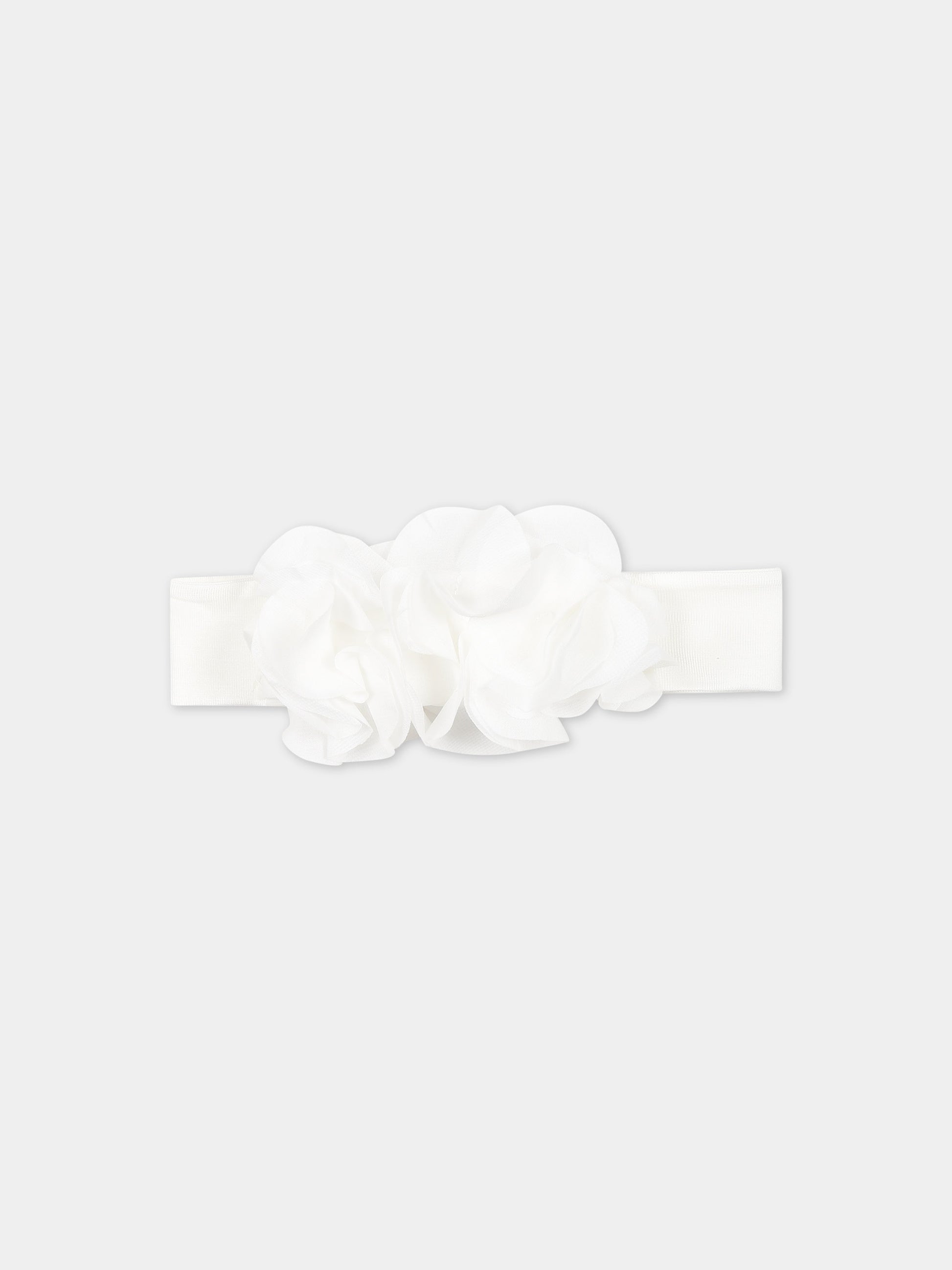 Fascia bianca per neonata con petali,La Stupenderia,ABFA54X23