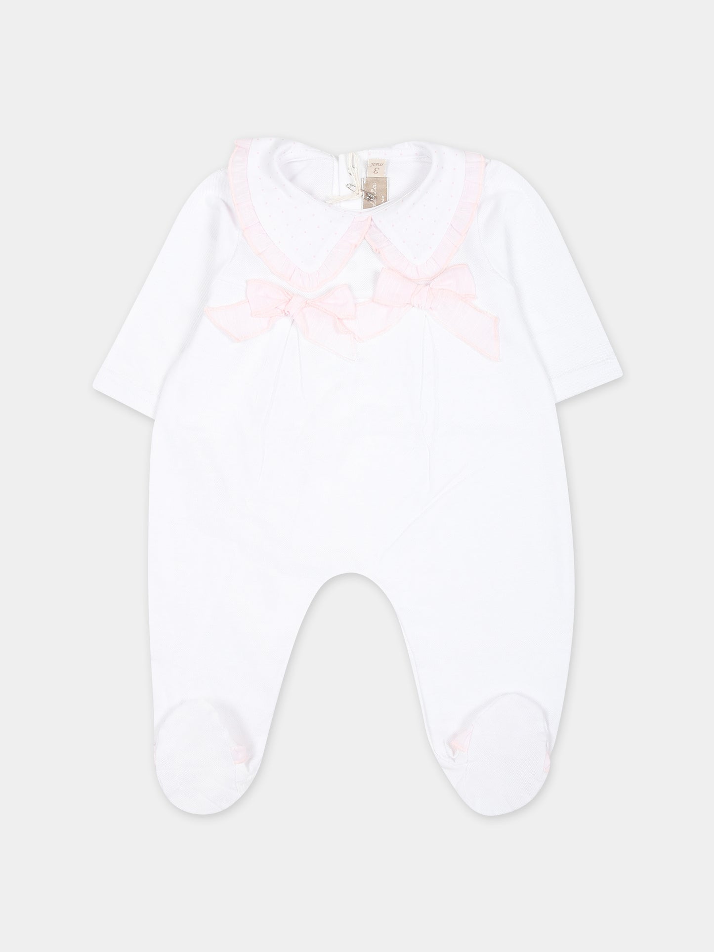 Tutina bianca per neonata con fiocchi,La Stupenderia,TBTT52N01