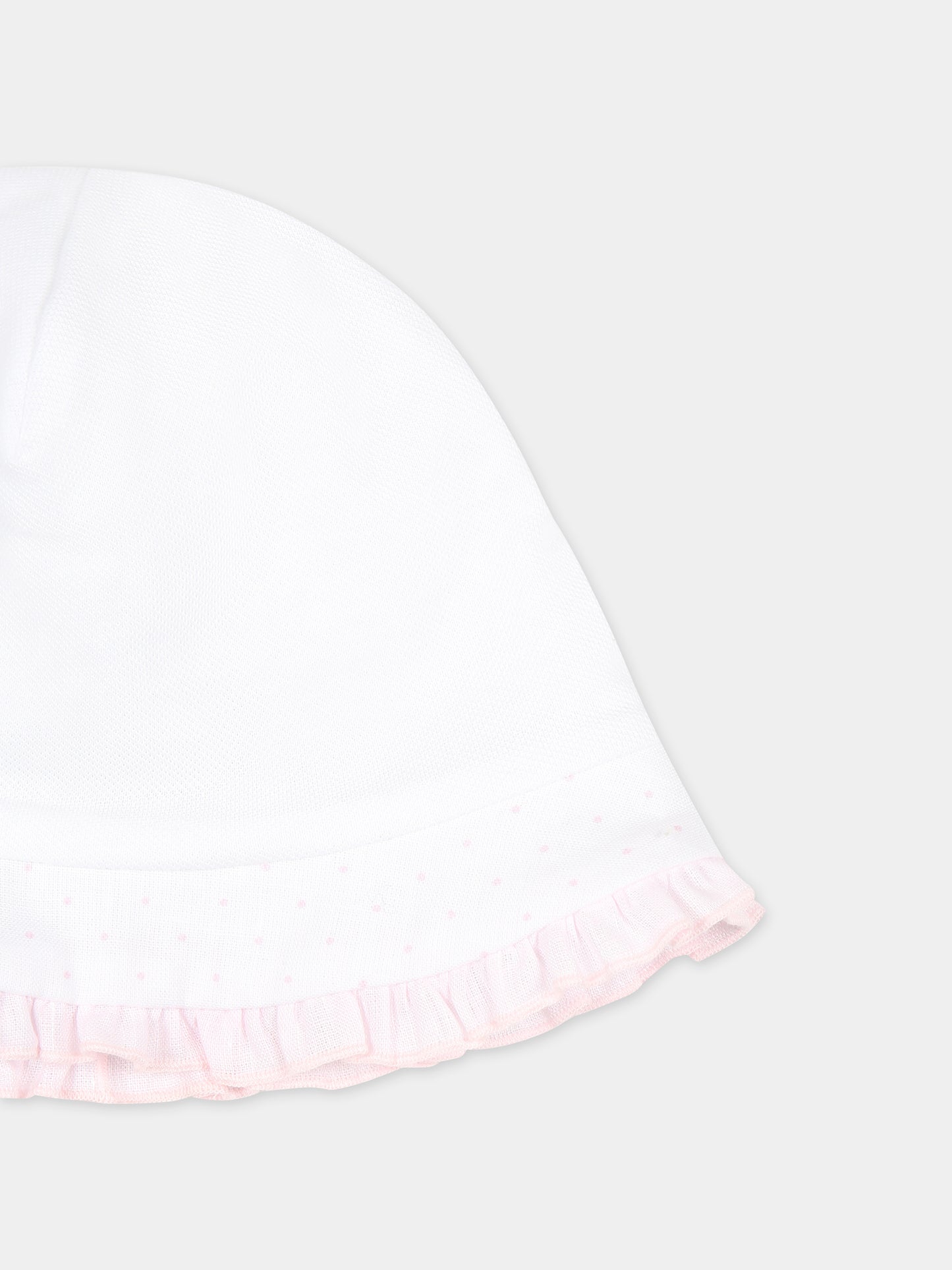 Cappello bianco per neonata con pois,La Stupenderia,TBCP52N01