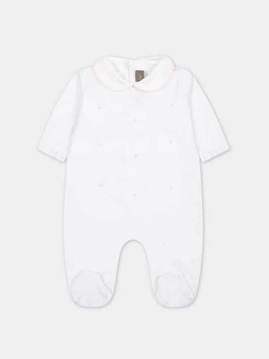 Tutina bianca per neonata con pois,Little Bear,8047 BIANCO/ROSA