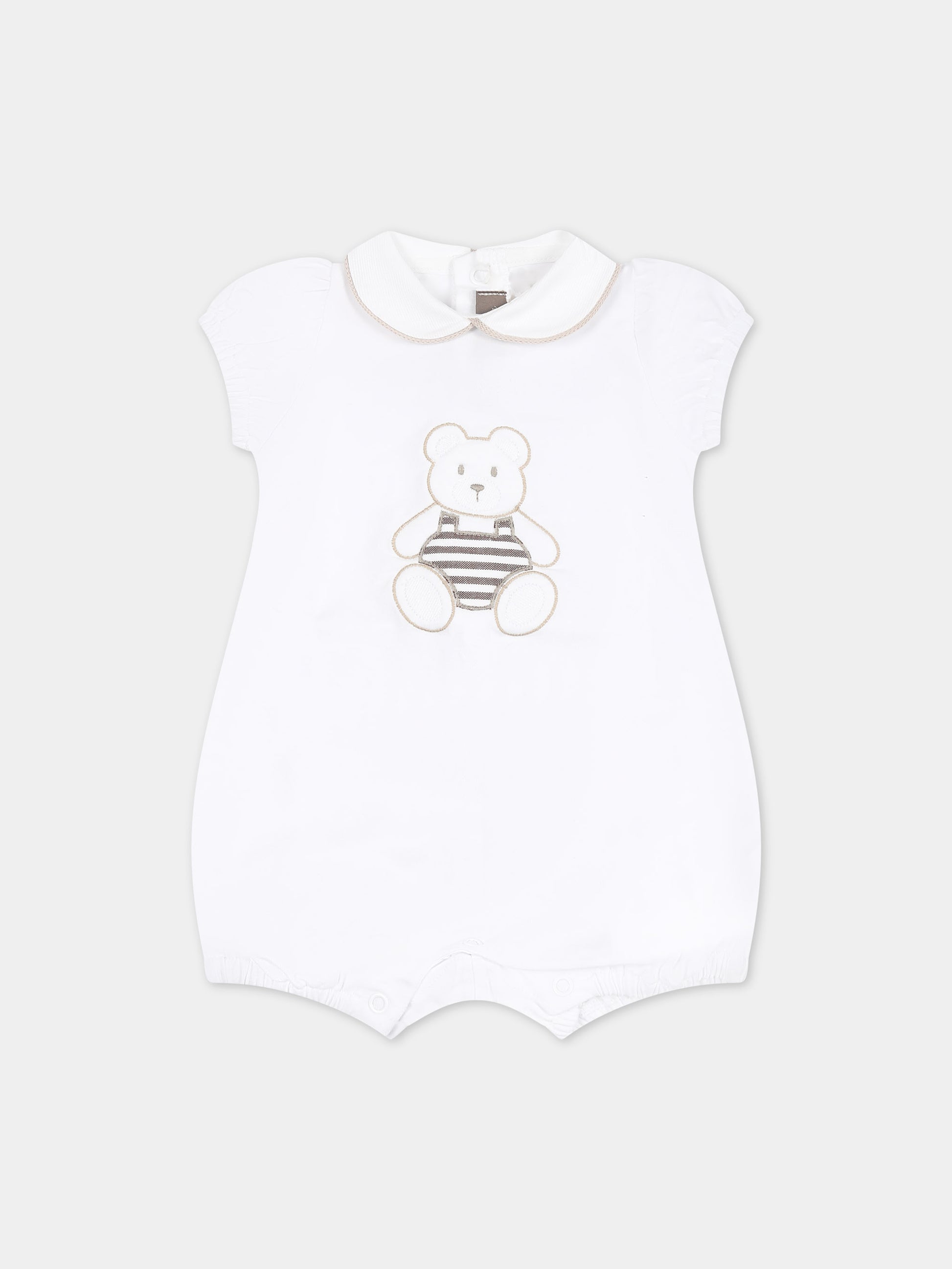 Pagliaccetto bianco per neonati con orso,Little Bear,8056 BIANCO/CORDA