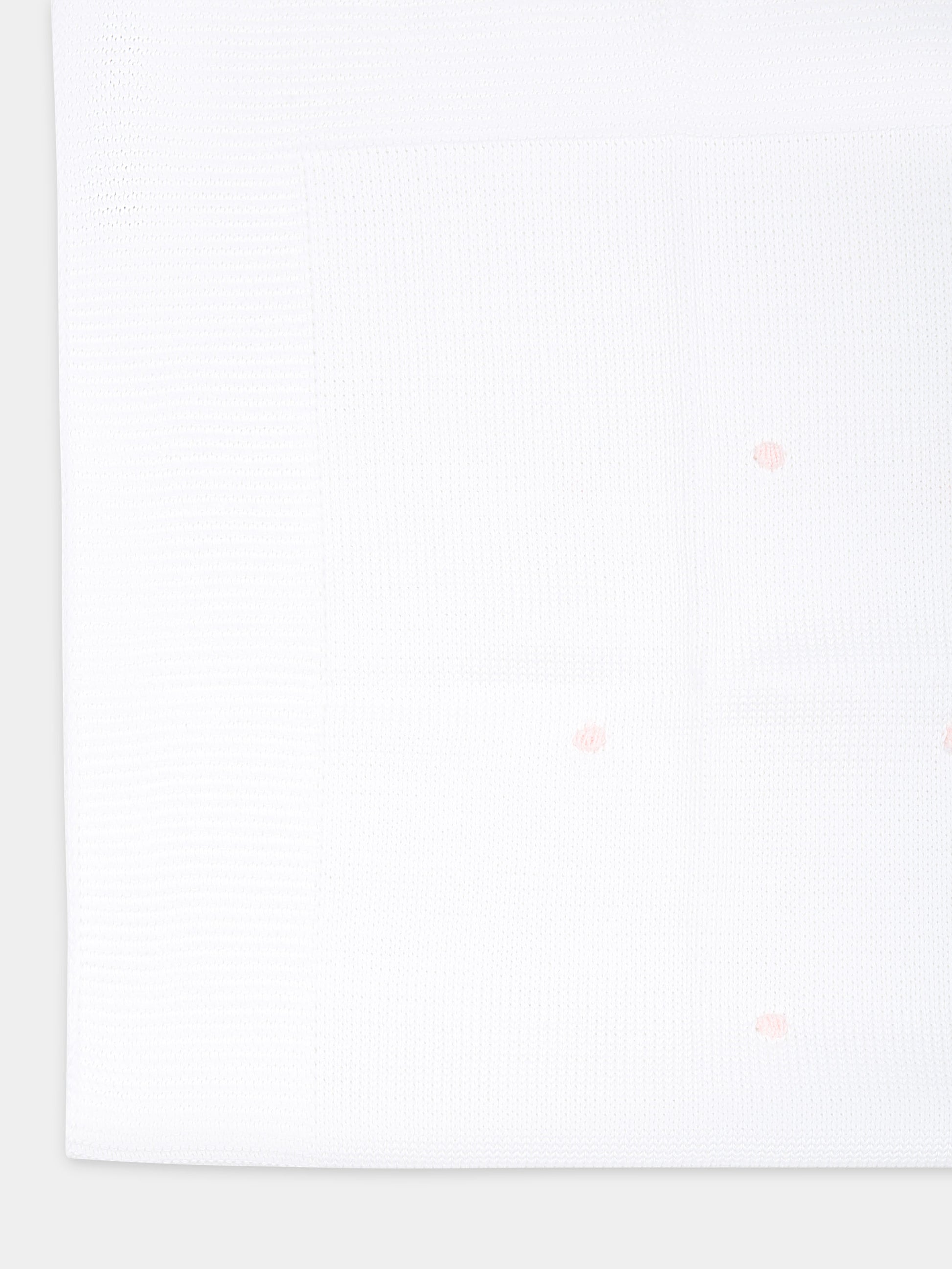 Coperta bianca per neonata con pois rosa,Little Bear,8102 BIANCO/CIPRIA