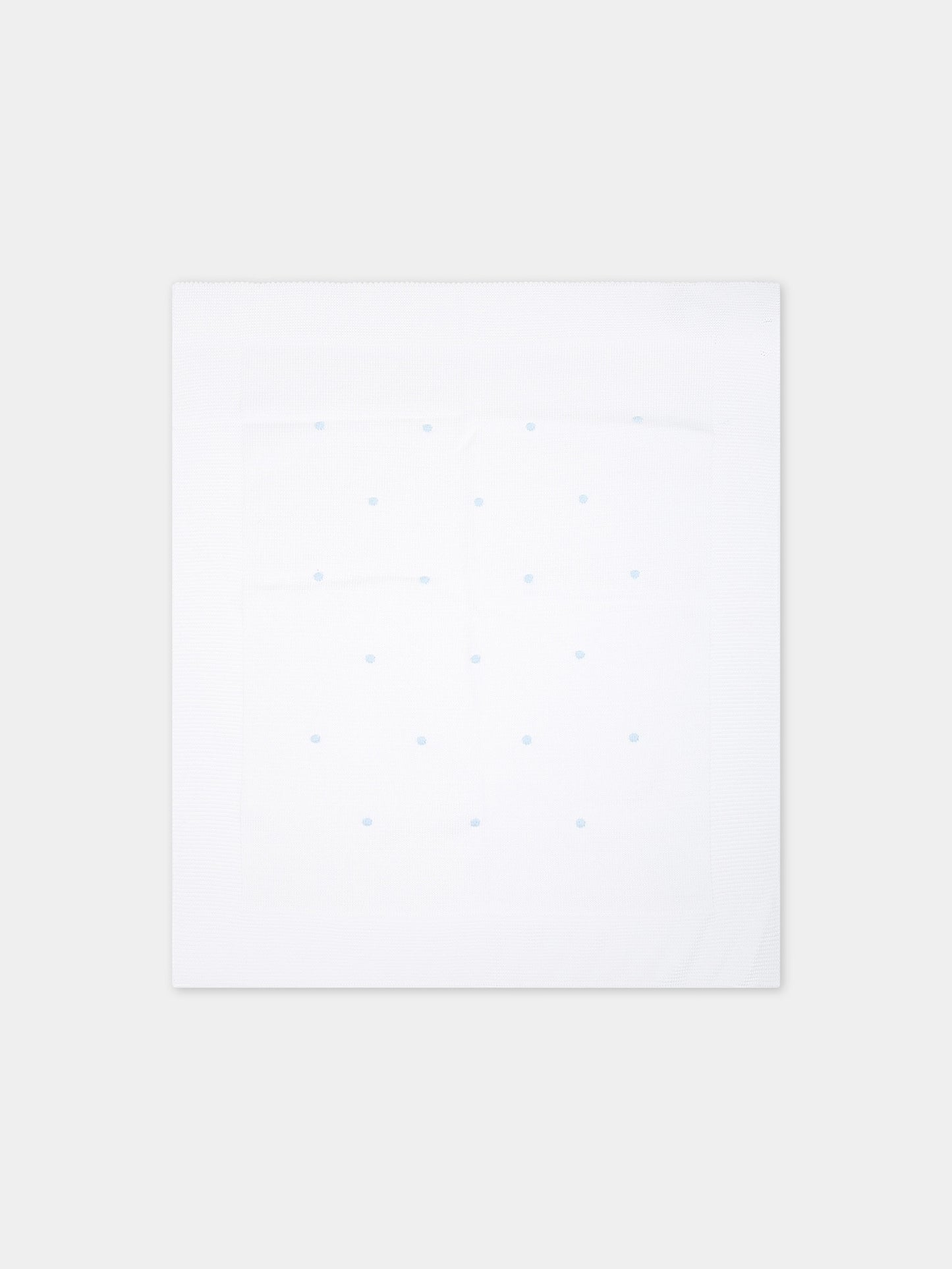 Coperta bianca per neonato con pois celesti,Little Bear,8102 BIANCO/CIELO