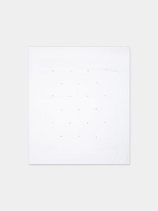 Coperta bianca per neonato con pois celesti,Little Bear,8102 BIANCO/CIELO
