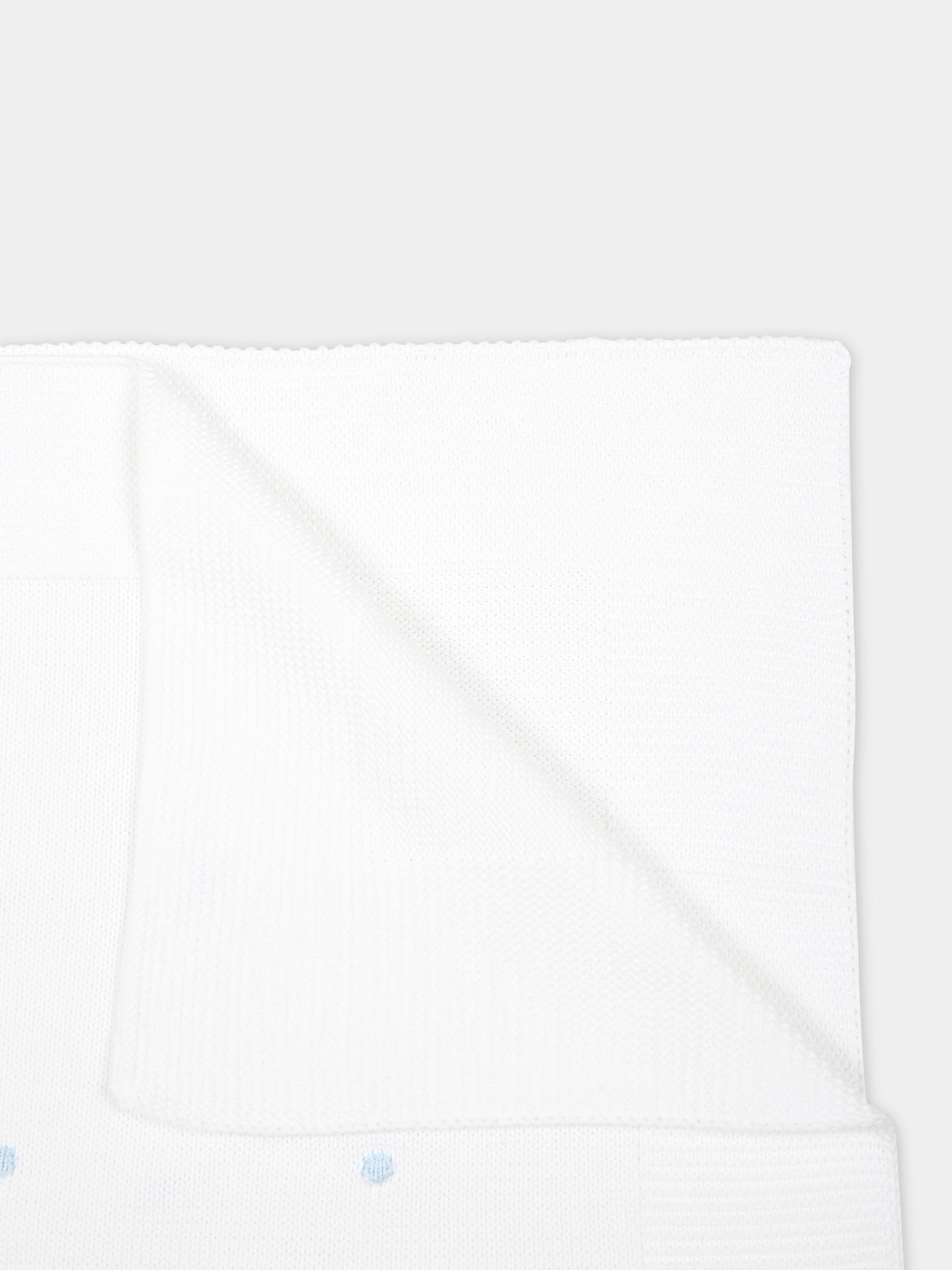 Coperta bianca per neonato con pois celesti,Little Bear,8102 BIANCO/CIELO