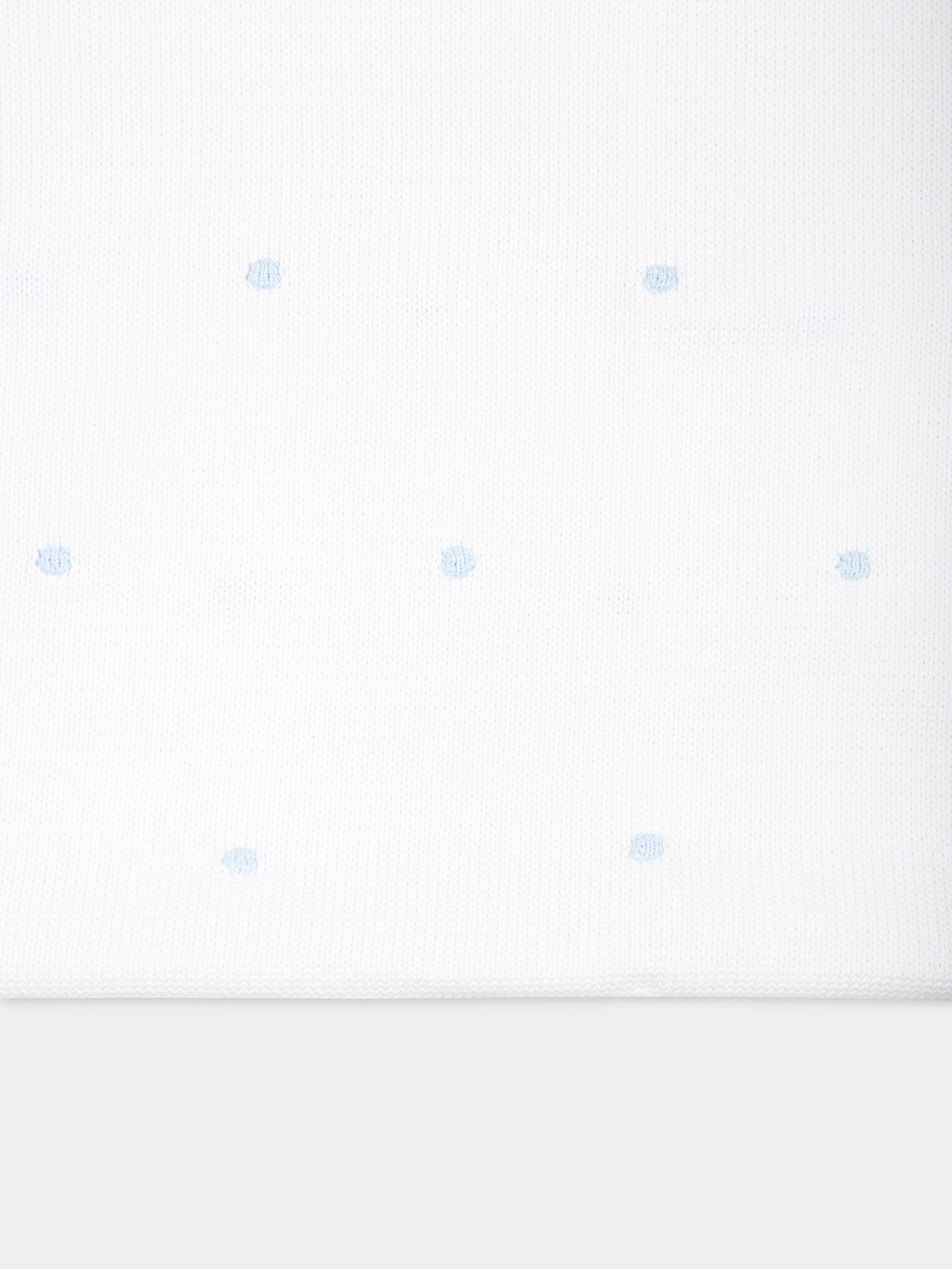 Coperta bianca per neonato con pois celesti,Little Bear,8102 BIANCO/CIELO