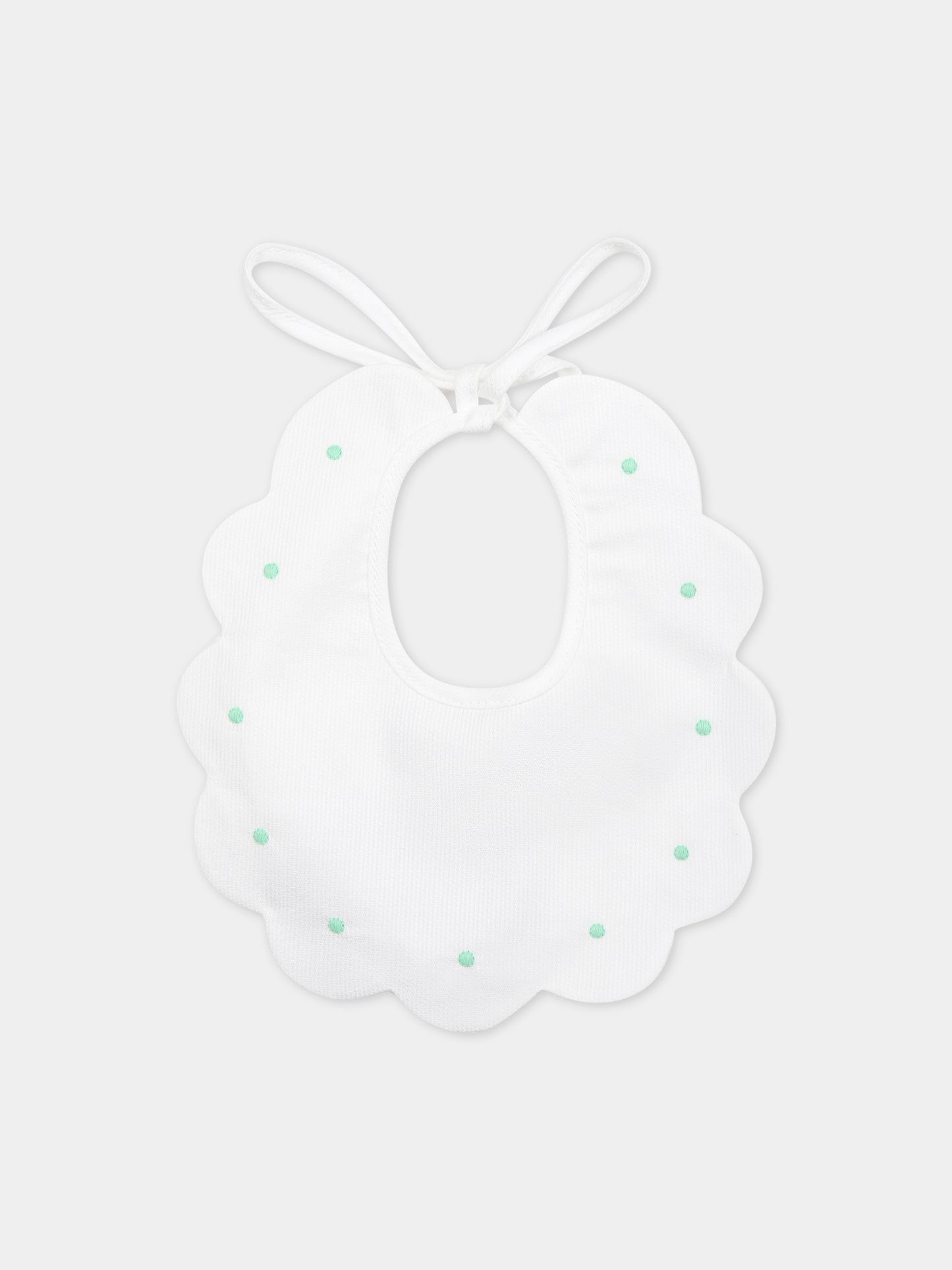 Bavaglino bianco per neonati con pois,Little Bear,2042 BIANCO/MENTA