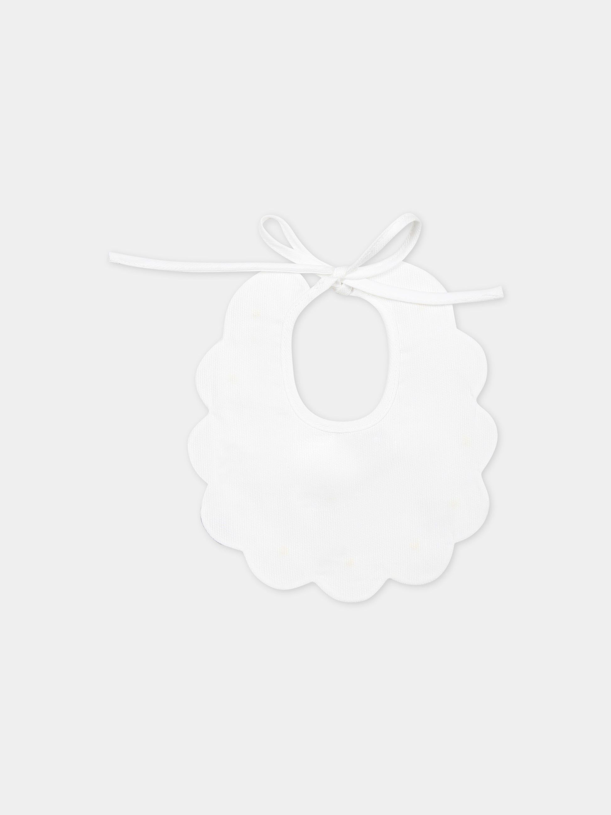 Bavaglino bianco per neonati con pois,Little Bear,2042 BIANCO/GIALLO