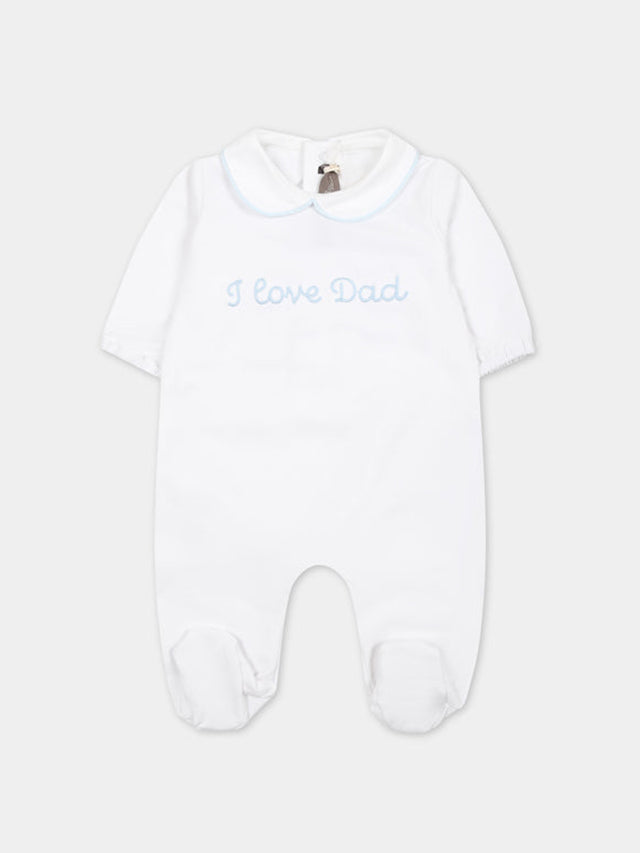 Tutina bianca per neonato con scritta,Little Bear,8045 BIANCO/CIELO