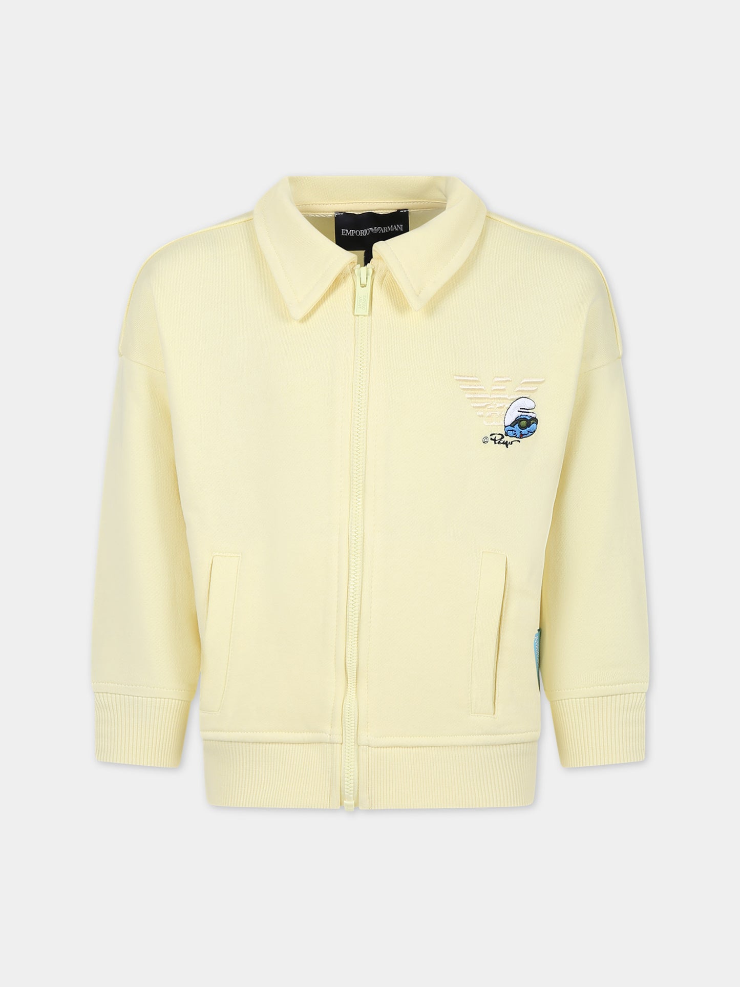 Felpa gialla per bambino con I Puffi,Armani Junior,3D4BJN 3J5GZ 0214