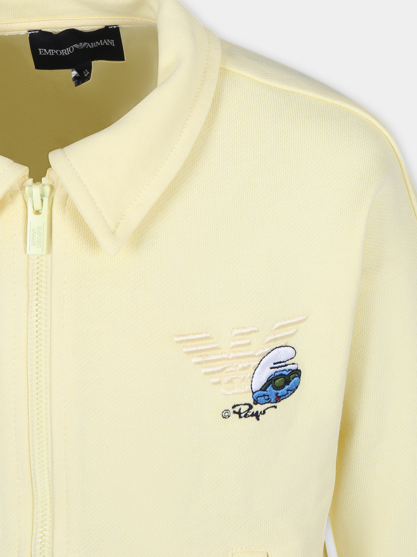 Felpa gialla per bambino con I Puffi,Armani Junior,3D4BJN 3J5GZ 0214