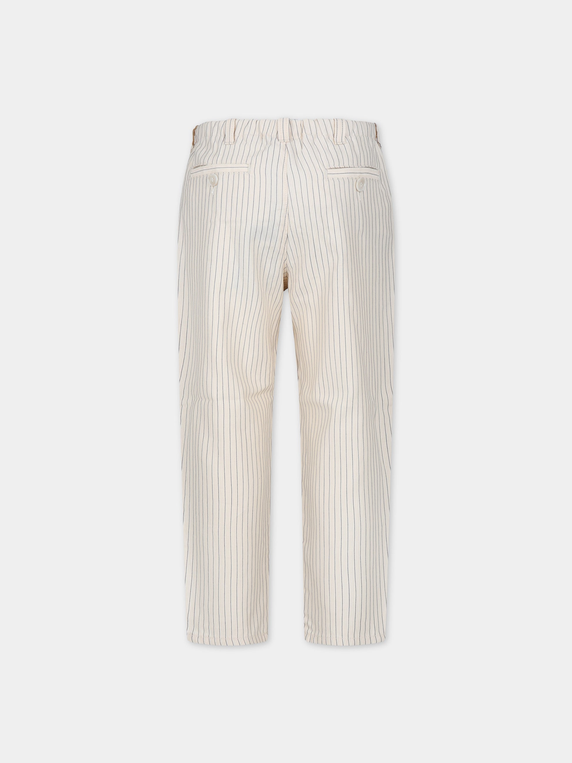 Pantaloni avorio per bambino con aquilotto,Emporio Armani,3D4PJG 4N8DZ F119