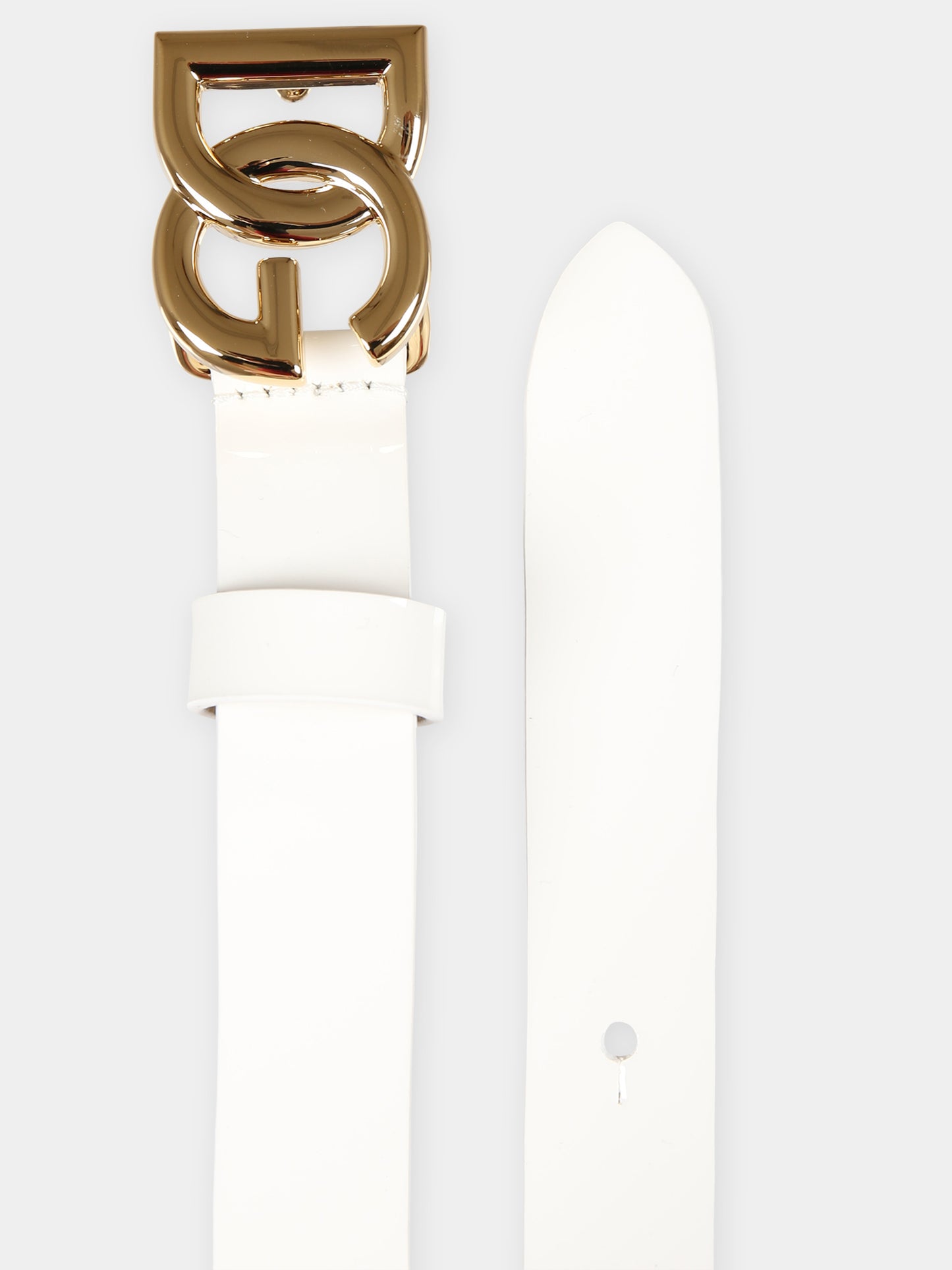 Cintura bianca in vernice per bambina con logo,Dolce & Gabbana Kids,EE0062 A1471 87682