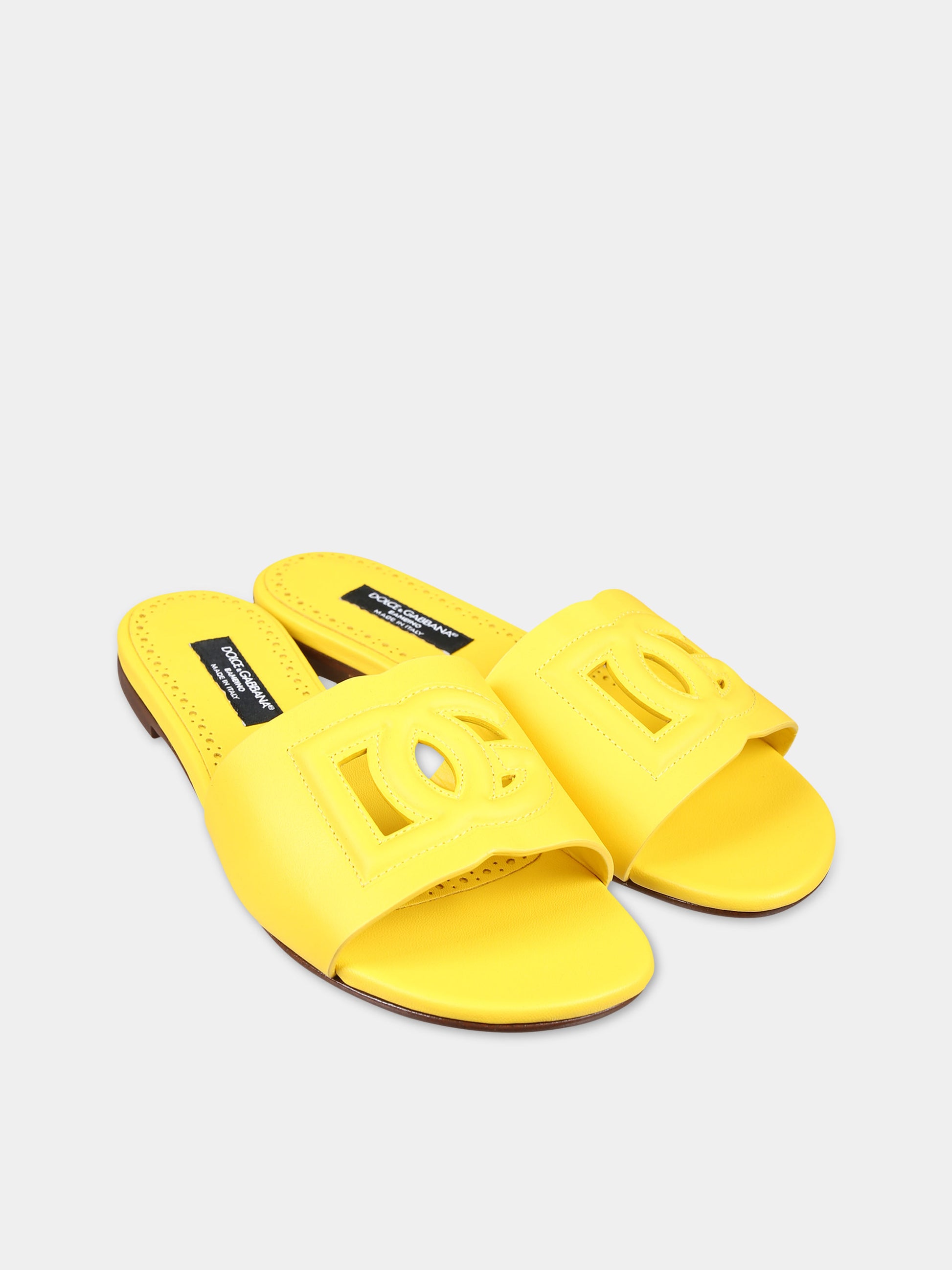 Sandali gialli per bambina con logo,Dolce & Gabbana Kids,D11032 A1735 80210
