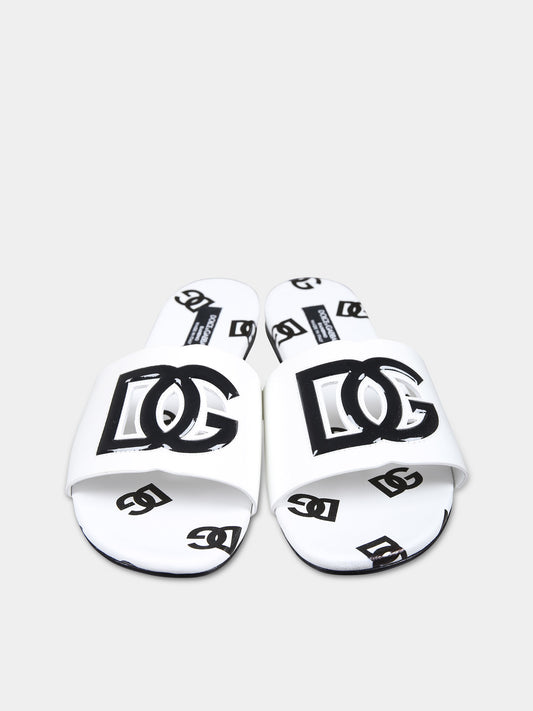 Ciabatte bianche per bambina con logo,Dolce & Gabbana Kids,D11032 AP449 HAVAN