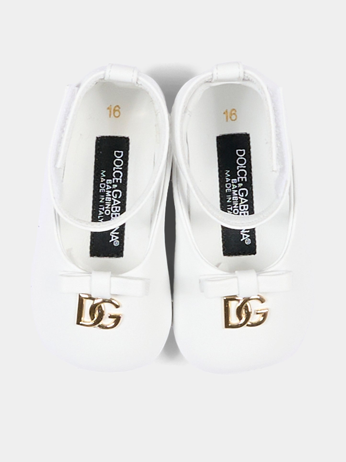 Ballerine bianche per neonata con logo,Dolce & Gabbana Kids,DK0065 AB793 80001