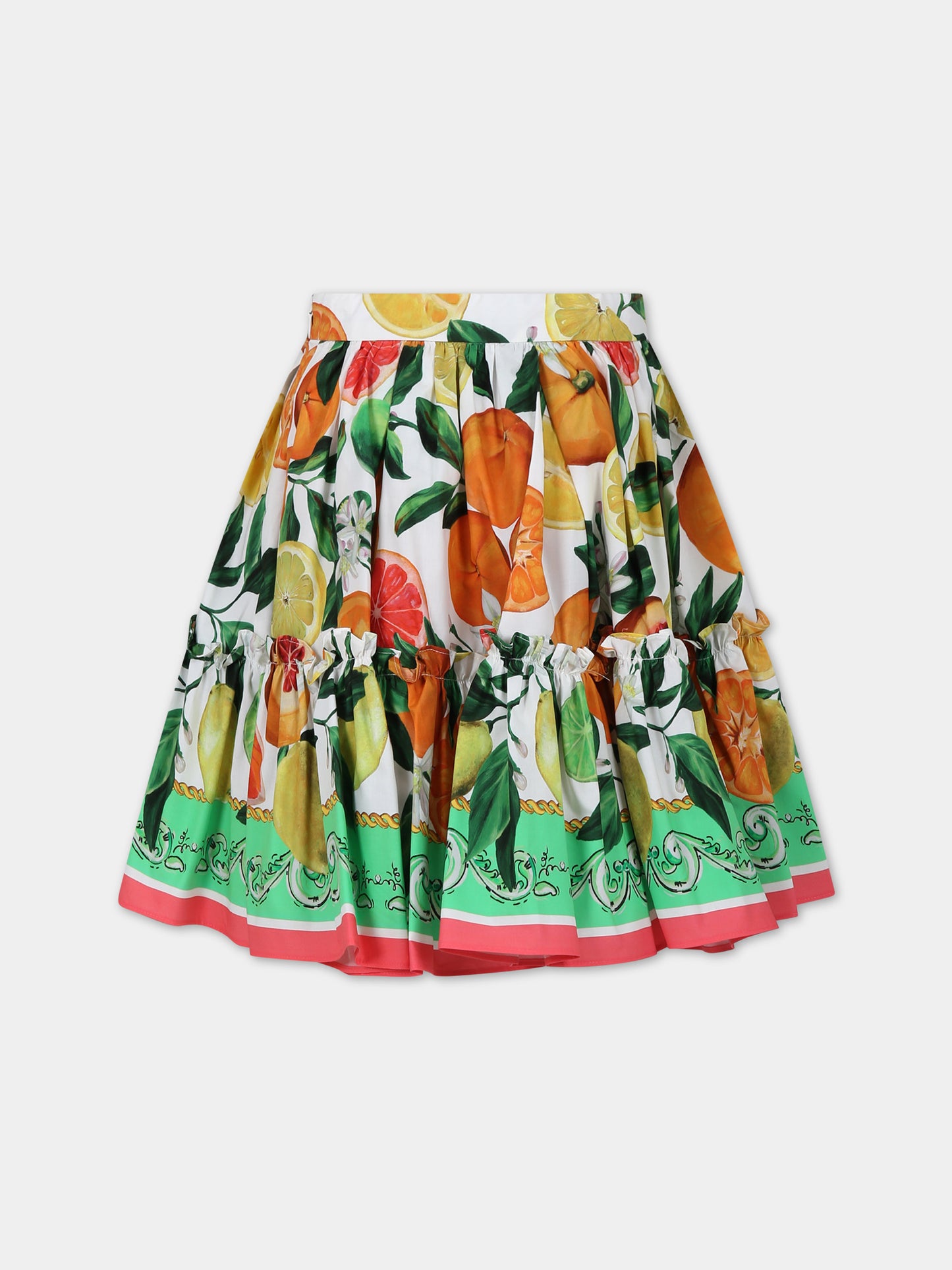 Gonna multicolor per bambina con frutti all-over,Dolce & Gabbana Kids,L54I58 G7L9A HV5AN