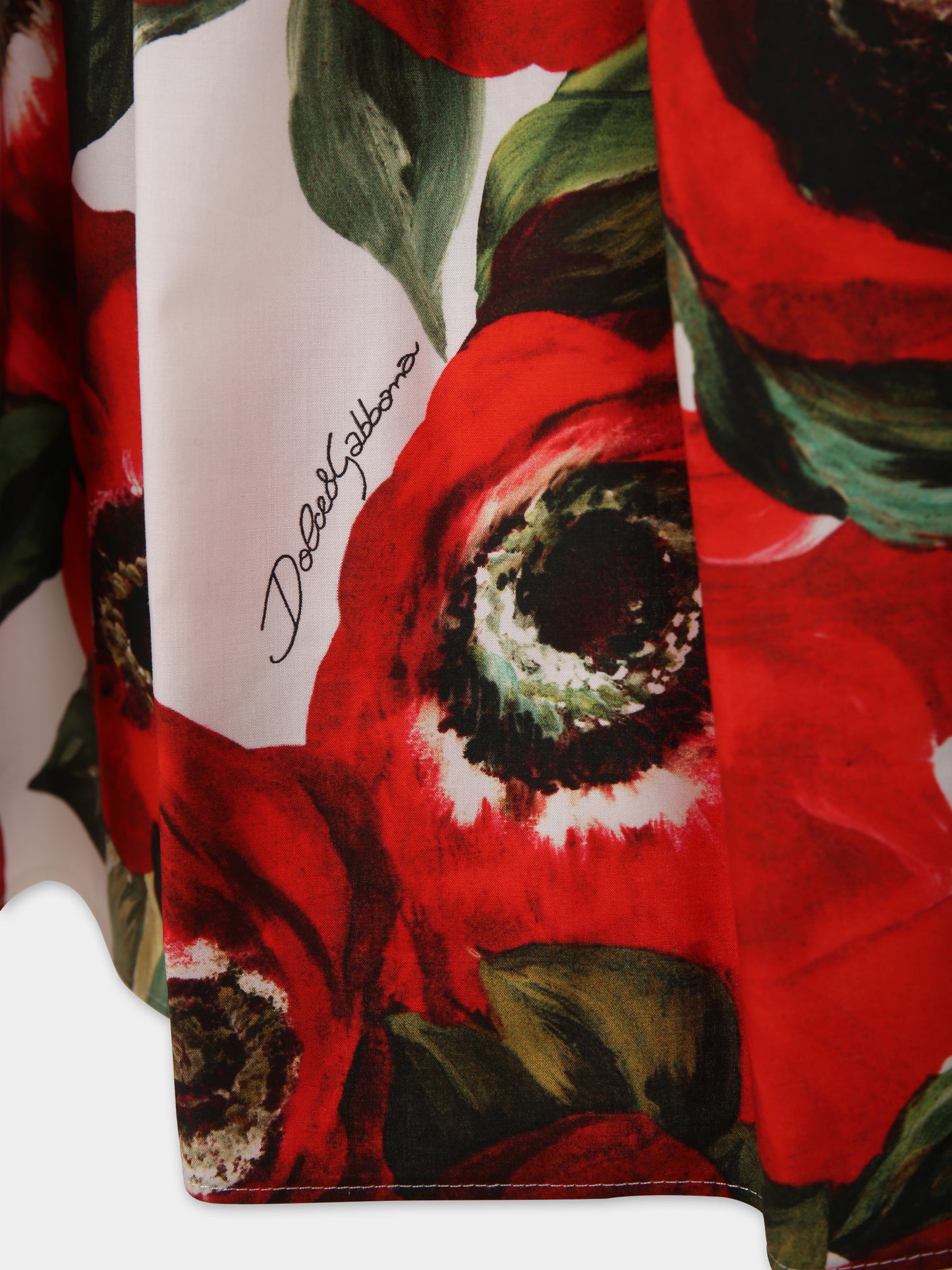 Gonna rossa per bambina con stampa papaveri,Dolce & Gabbana Kids,L54I94 HS5Q4 HAAA5