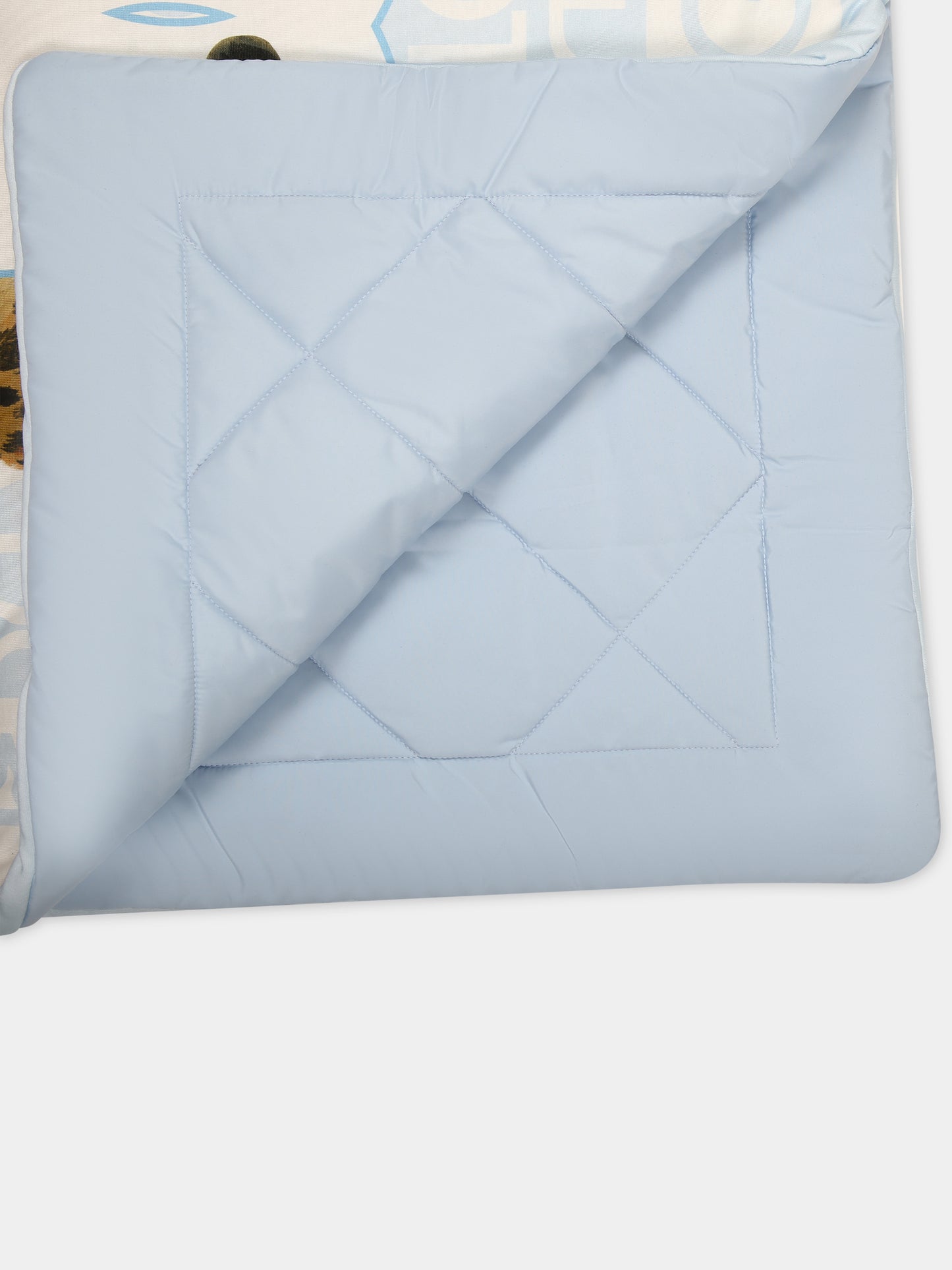 Coperta celeste per neonato con logo e leopardi,Dolce & Gabbana Kids,LNJAE1 G7KR0 S9000